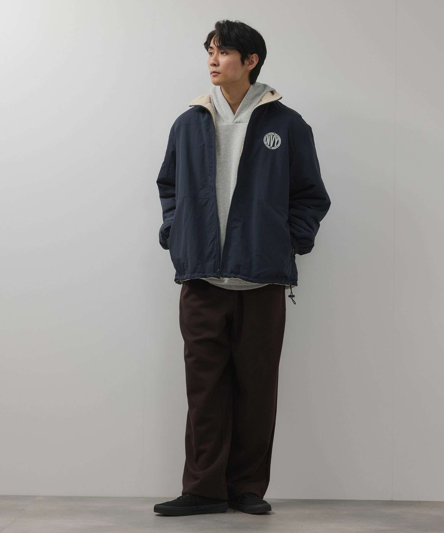 NAVY 裏ボアリバーシブルブルゾン メンズ