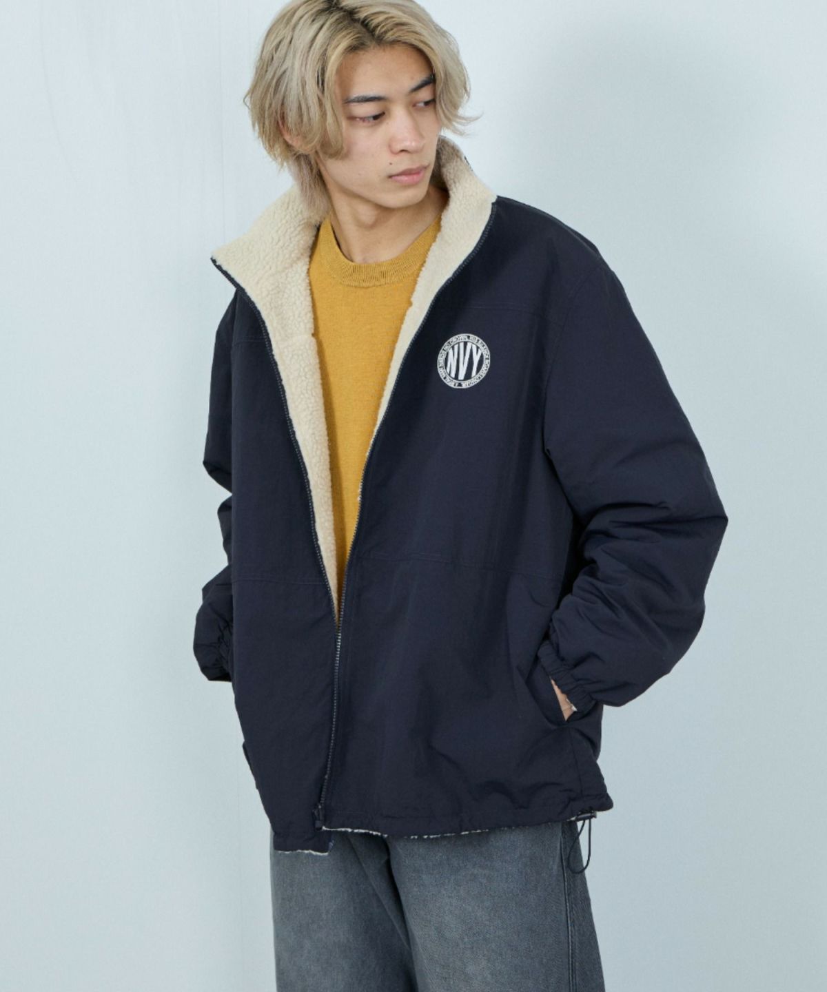 NAVY 裏ボアリバーシブルブルゾン メンズ