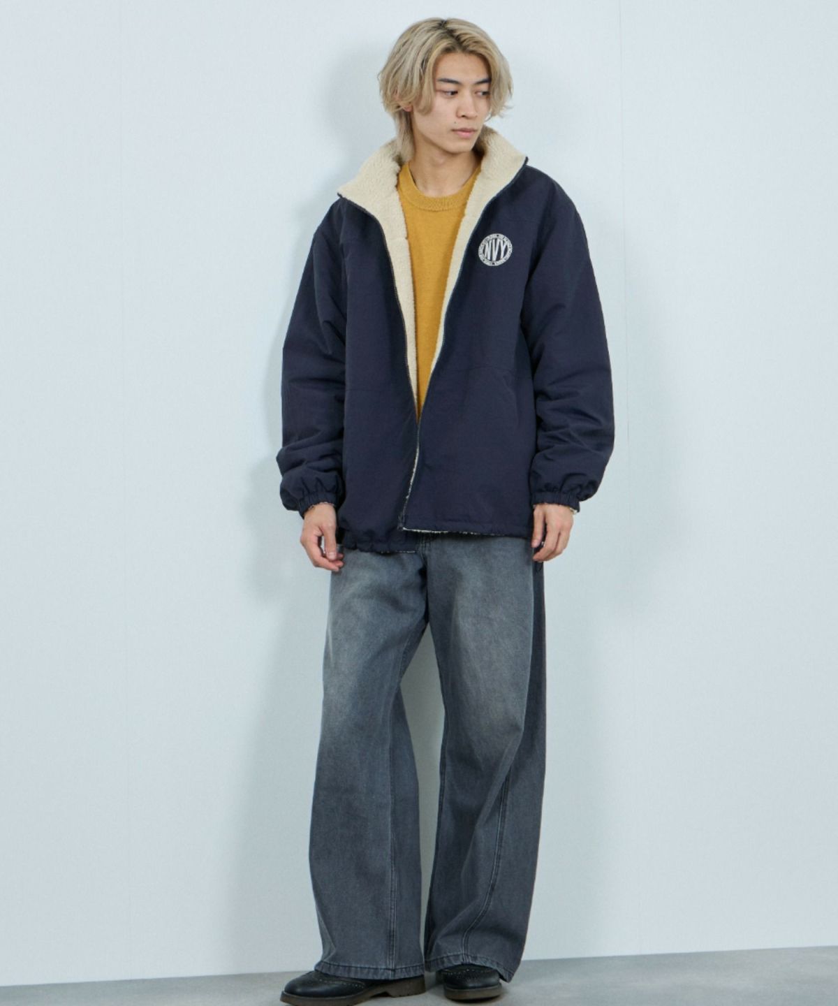 NAVY 裏ボアリバーシブルブルゾン メンズ