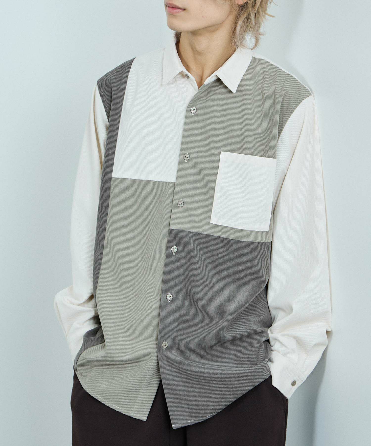 NAVY コーデュロイ切替レギュラーカラーシャツ メンズ商品サムネイル-2