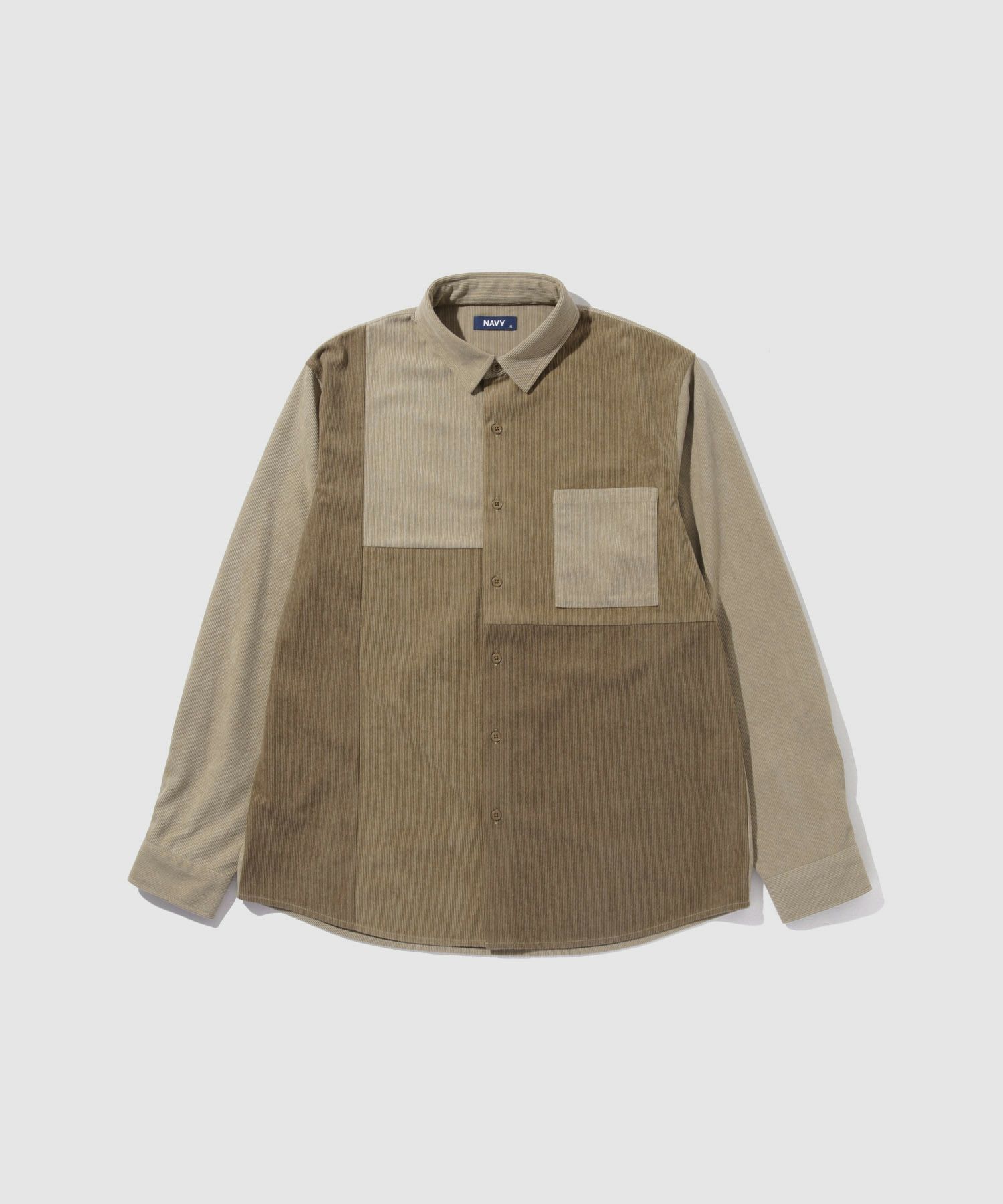NAVY コーデュロイ切替レギュラーカラーシャツ メンズ