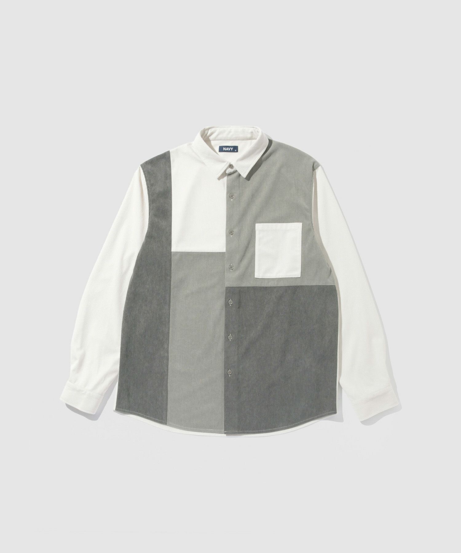 NAVY コーデュロイ切替レギュラーカラーシャツ メンズ