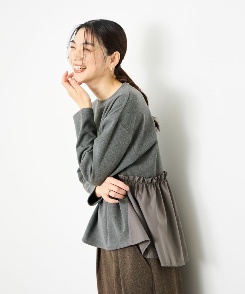 Idnes  ドッキングペプラムプルオーバー レディース商品画像-1