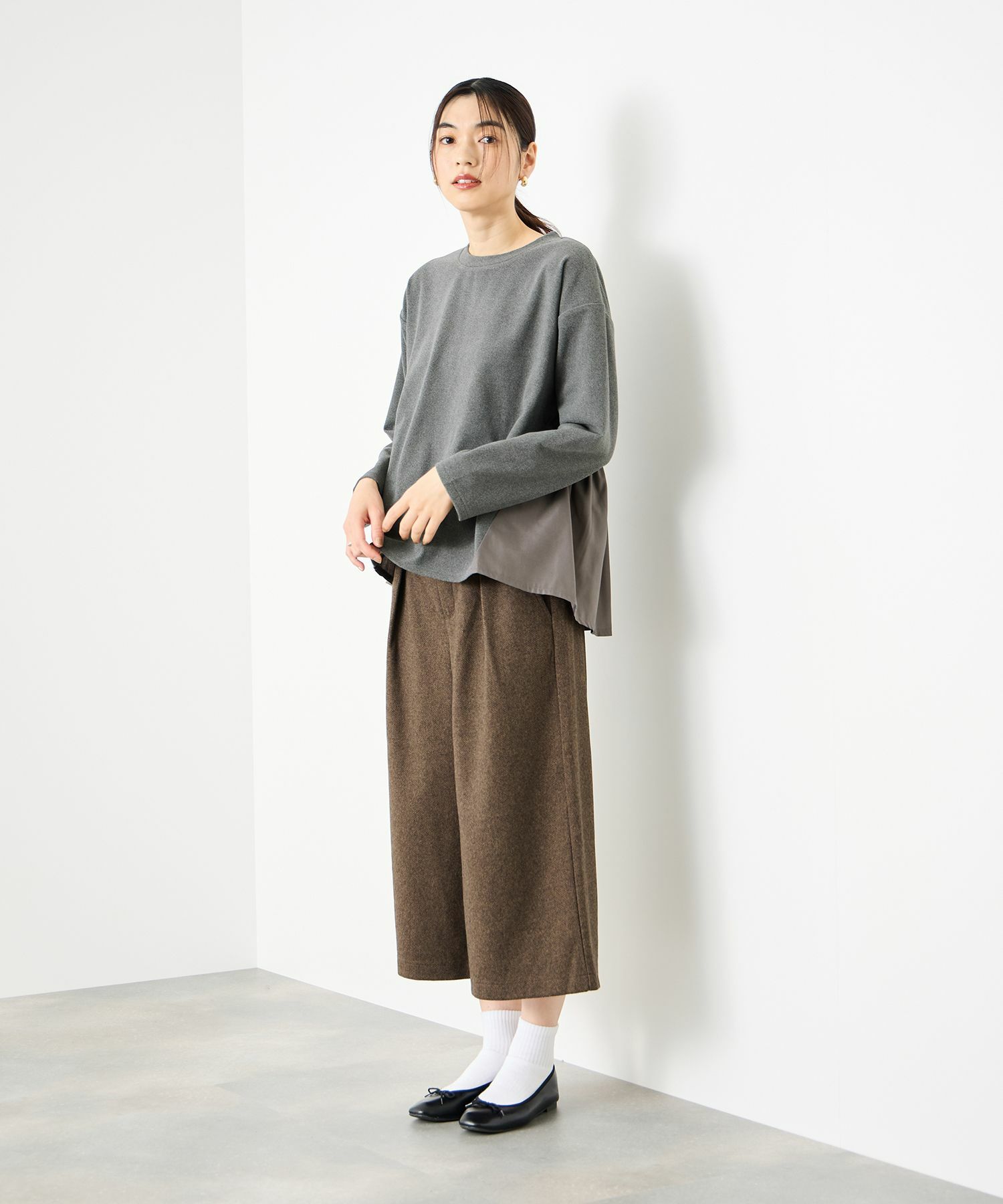 Idnes  ドッキングペプラムプルオーバー レディース商品画像-9