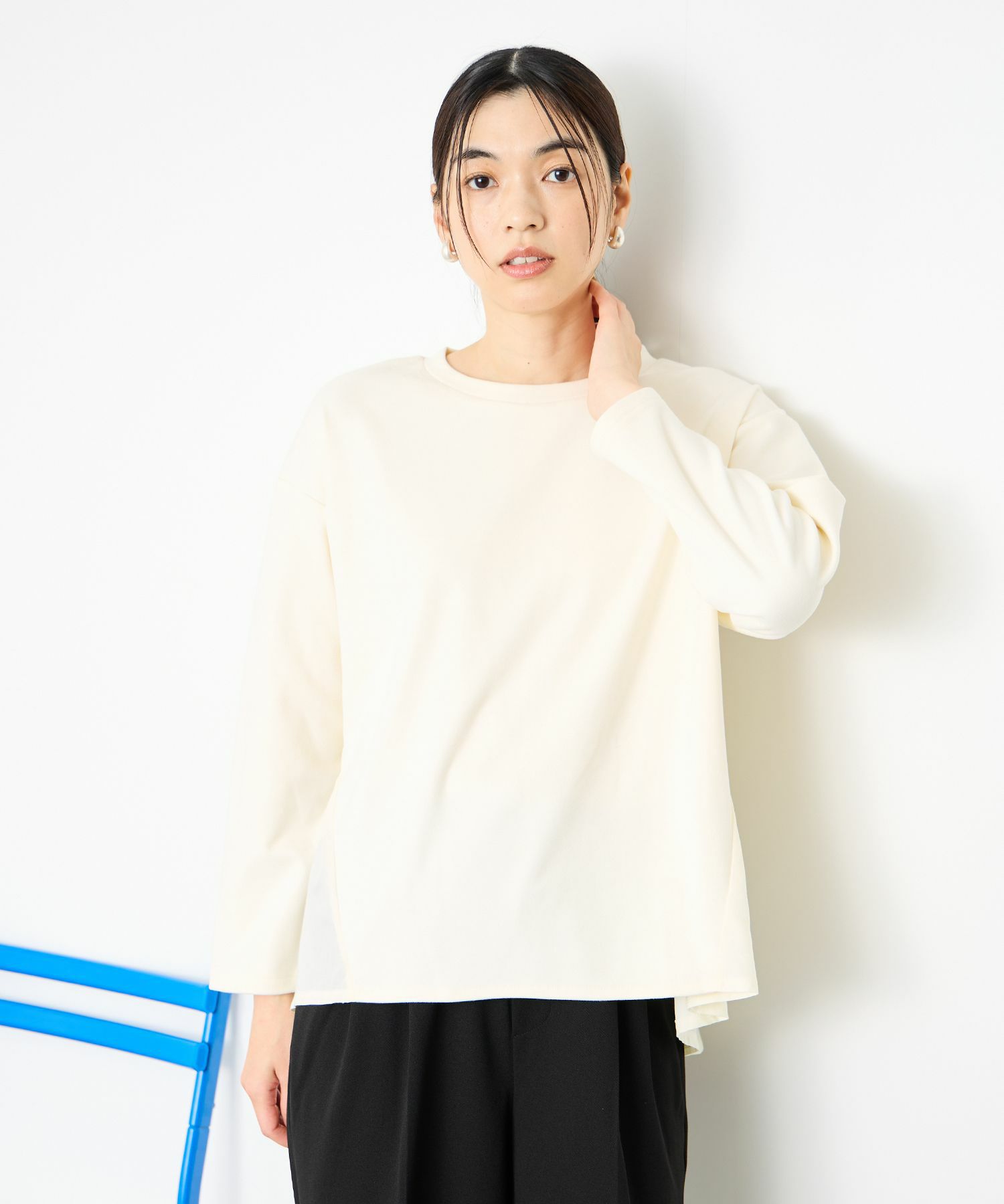  Idnes ドッキングペプラムプルオーバー レディース