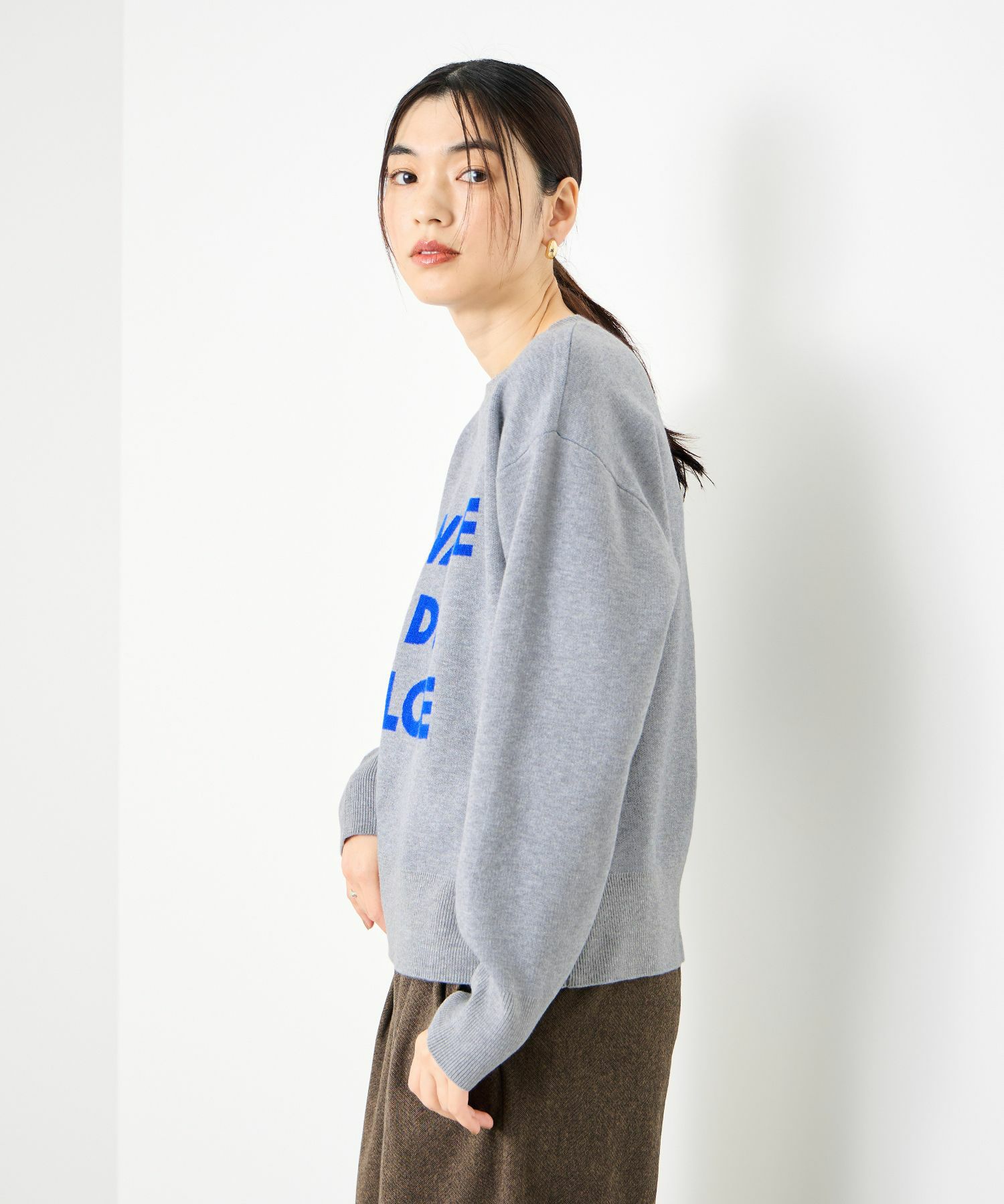 Idnes ジャガードロゴニットプルオーバー レディース