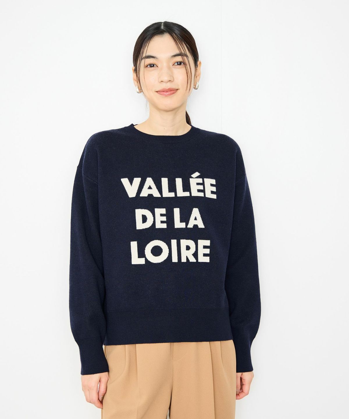 Idnes ジャガードロゴニットプルオーバー レディース