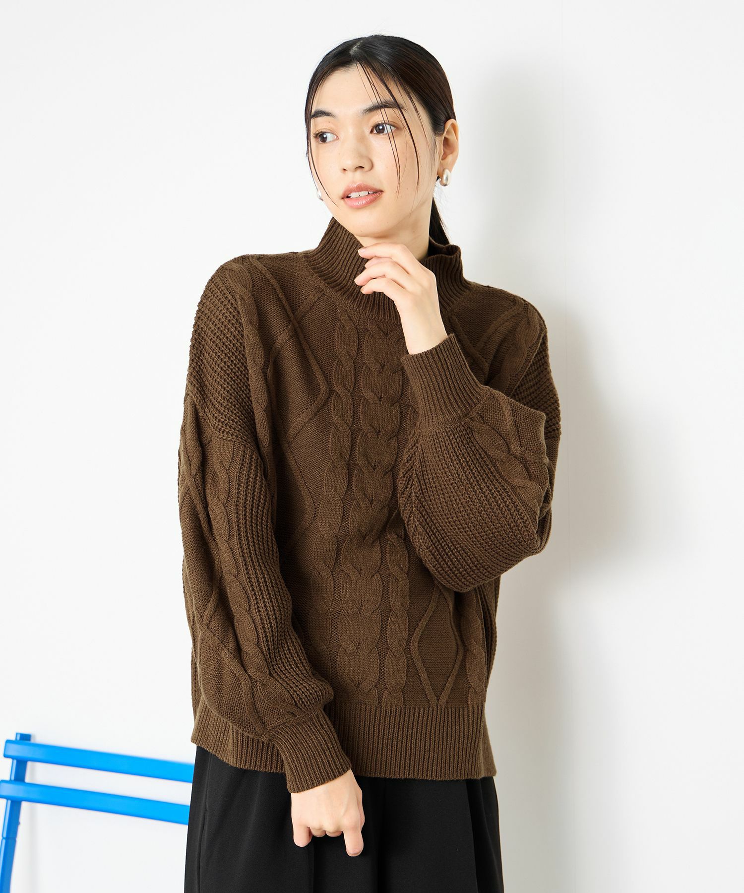 [さらに50%OFF]Idnes  ケーブルハイネックニット レディース商品画像-4