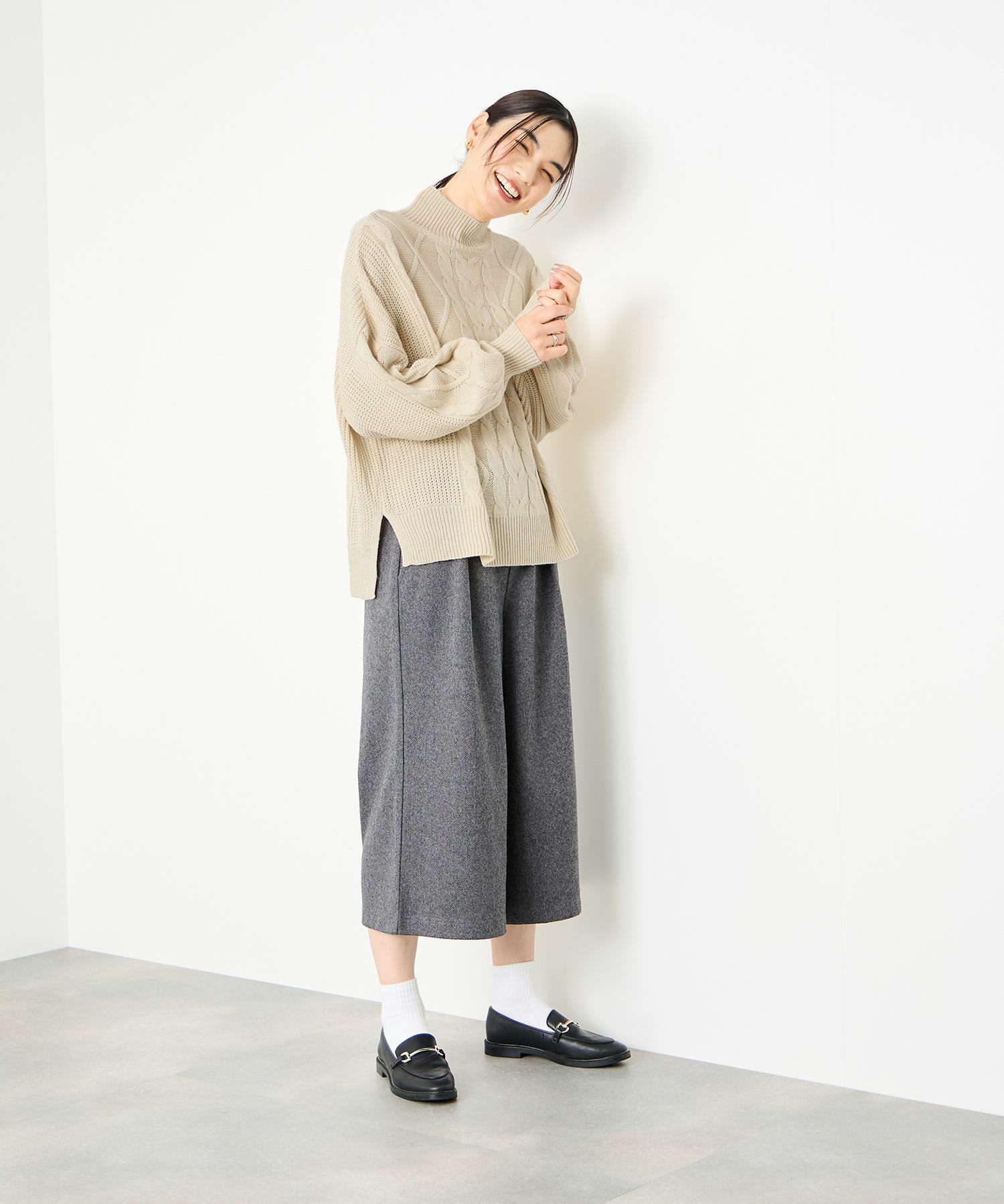 Idnes  ケーブルハイネックニット レディース商品画像-10