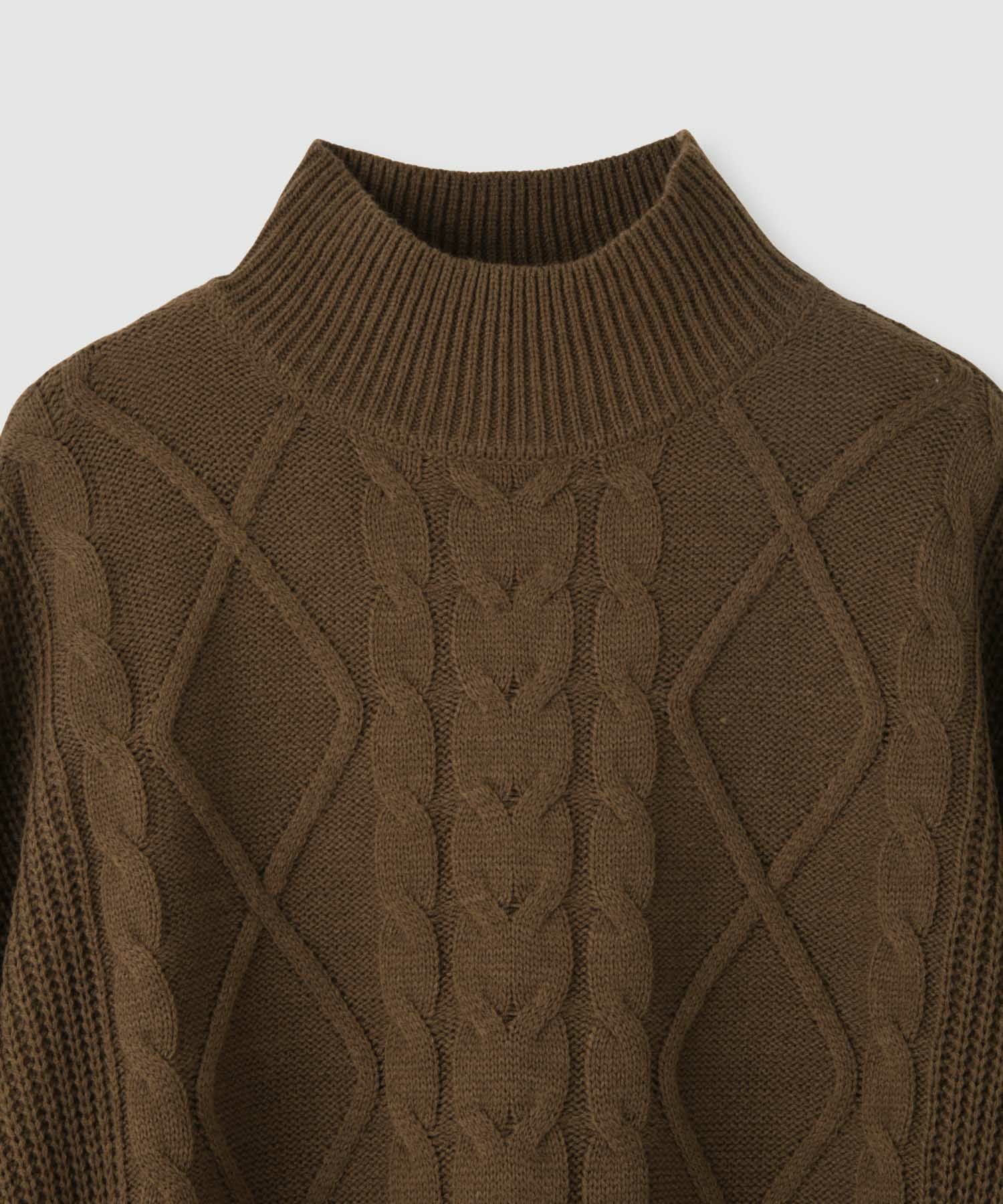 Idnes ケーブルハイネックニット レディース