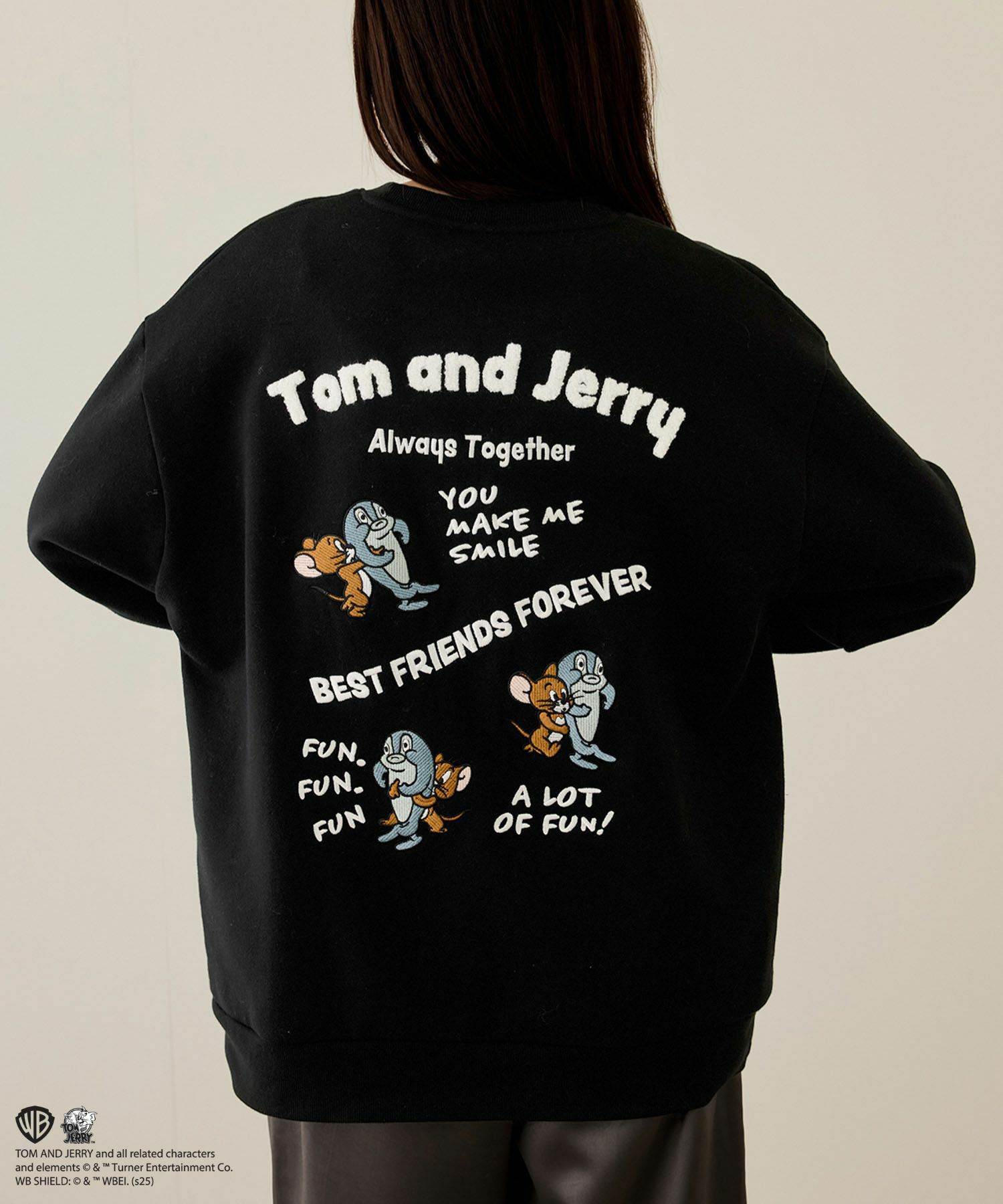 Tom and Jerry 魚総刺繍トレーナー メンズ