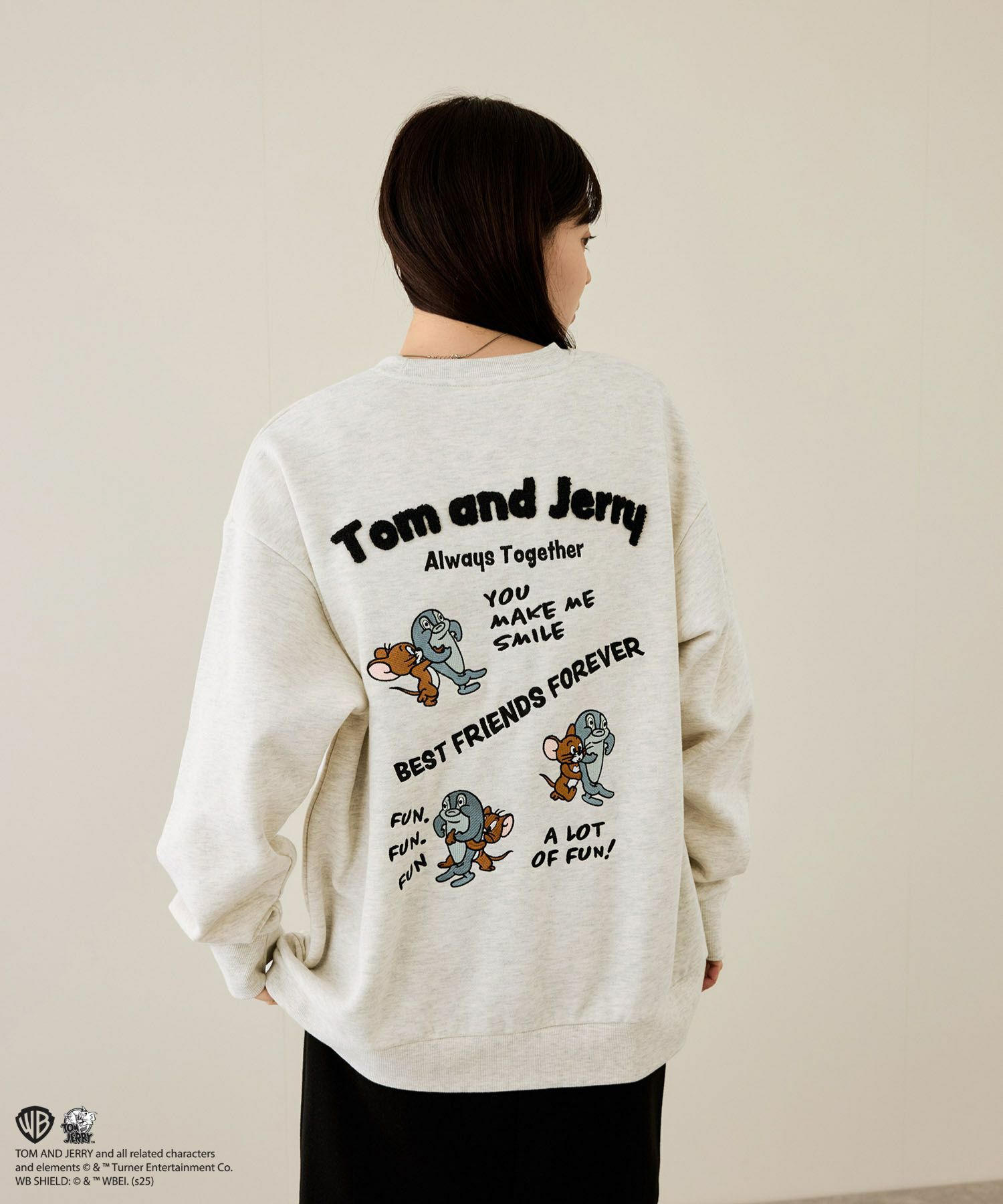 Tom and Jerry 魚総刺繍トレーナー メンズ