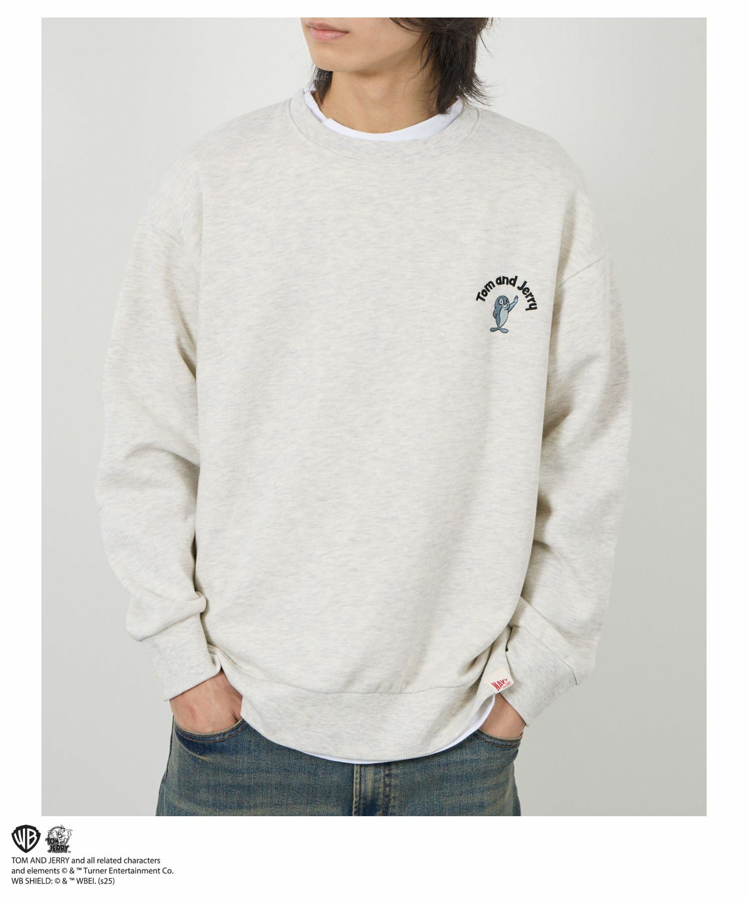 Tom and Jerry 魚総刺繍トレーナー メンズ