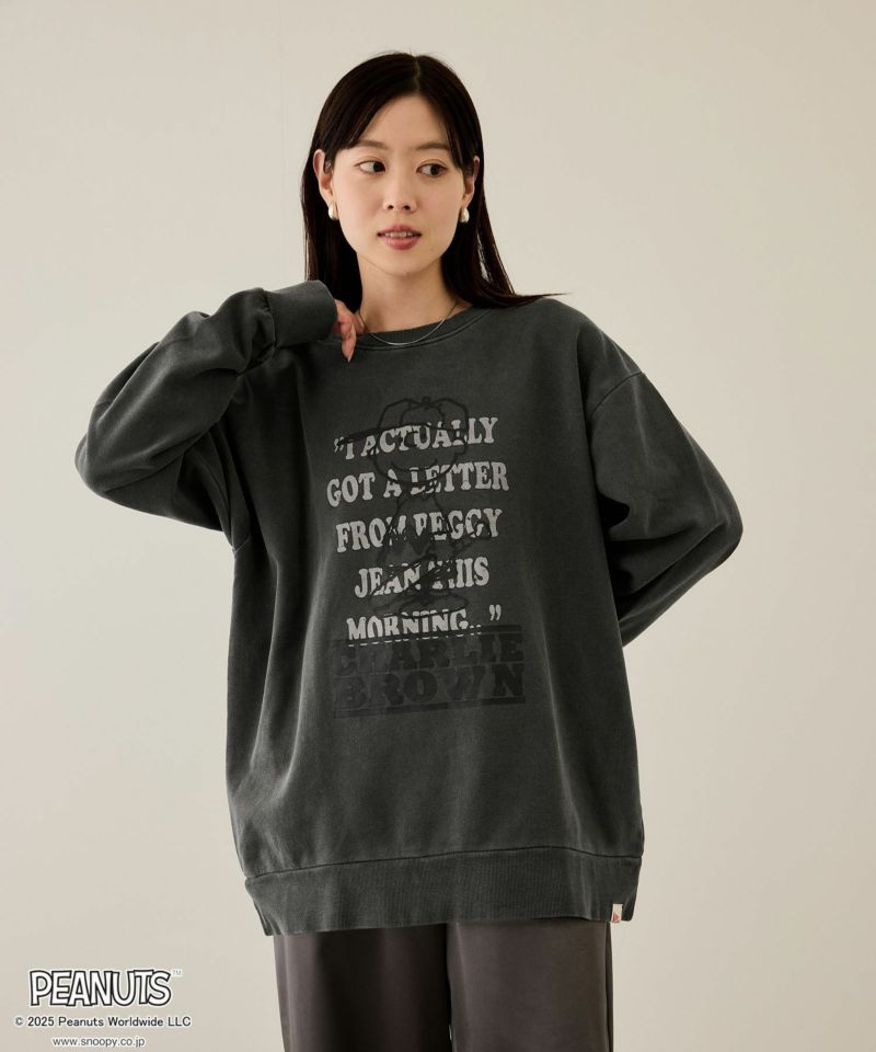 PEANUTS SNOOPY ピグメント加工プリントトレーナー メンズ商品画像-3