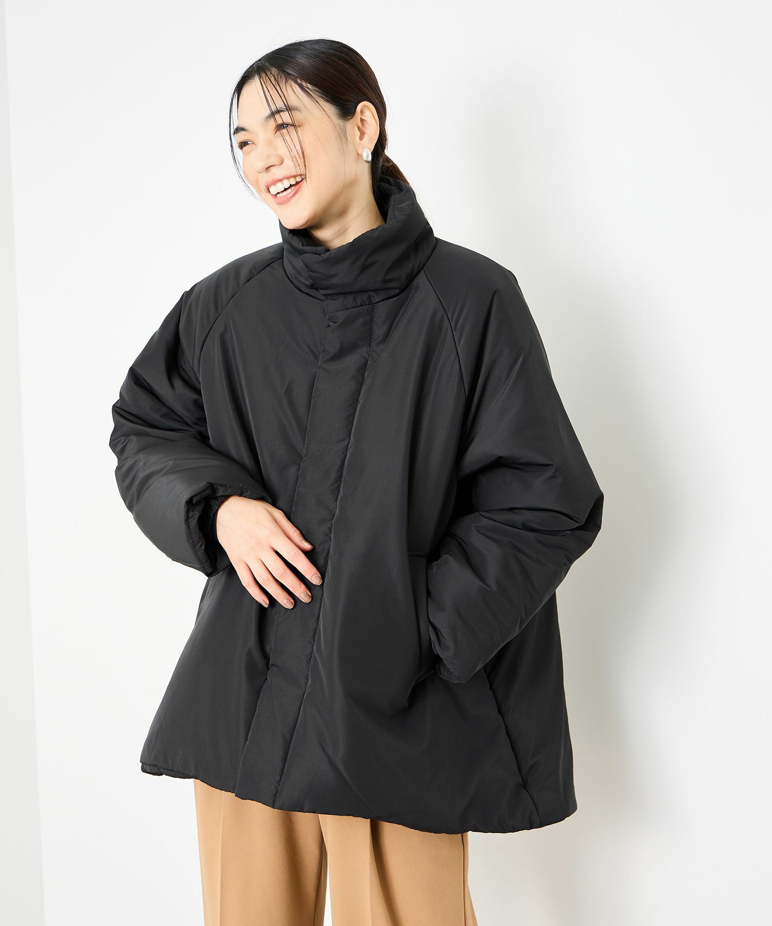 Idnes  コクーン中綿ジャケット レディース商品画像-1