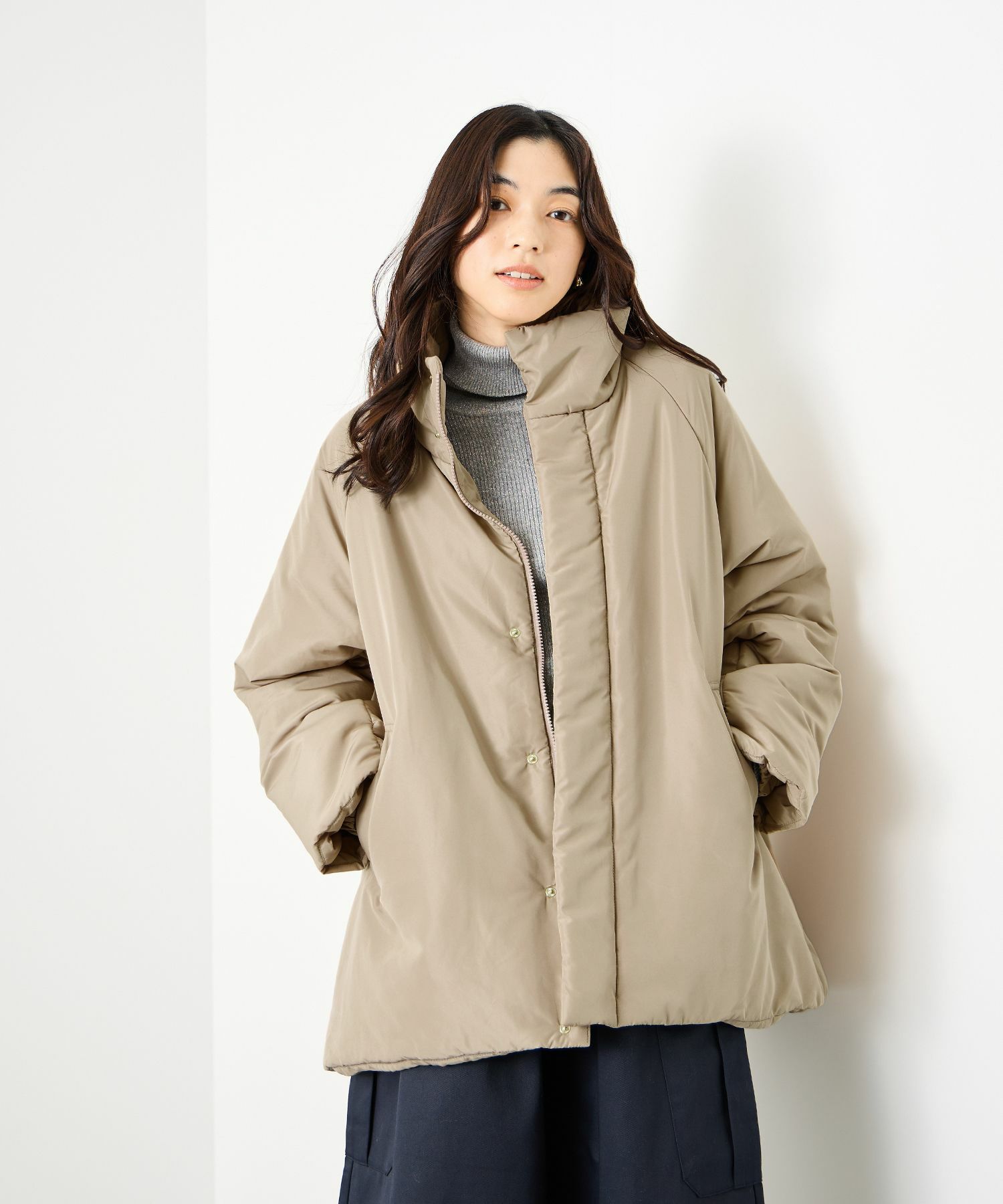 [値下げ]Idnes  コクーン中綿ジャケット レディース商品画像-3