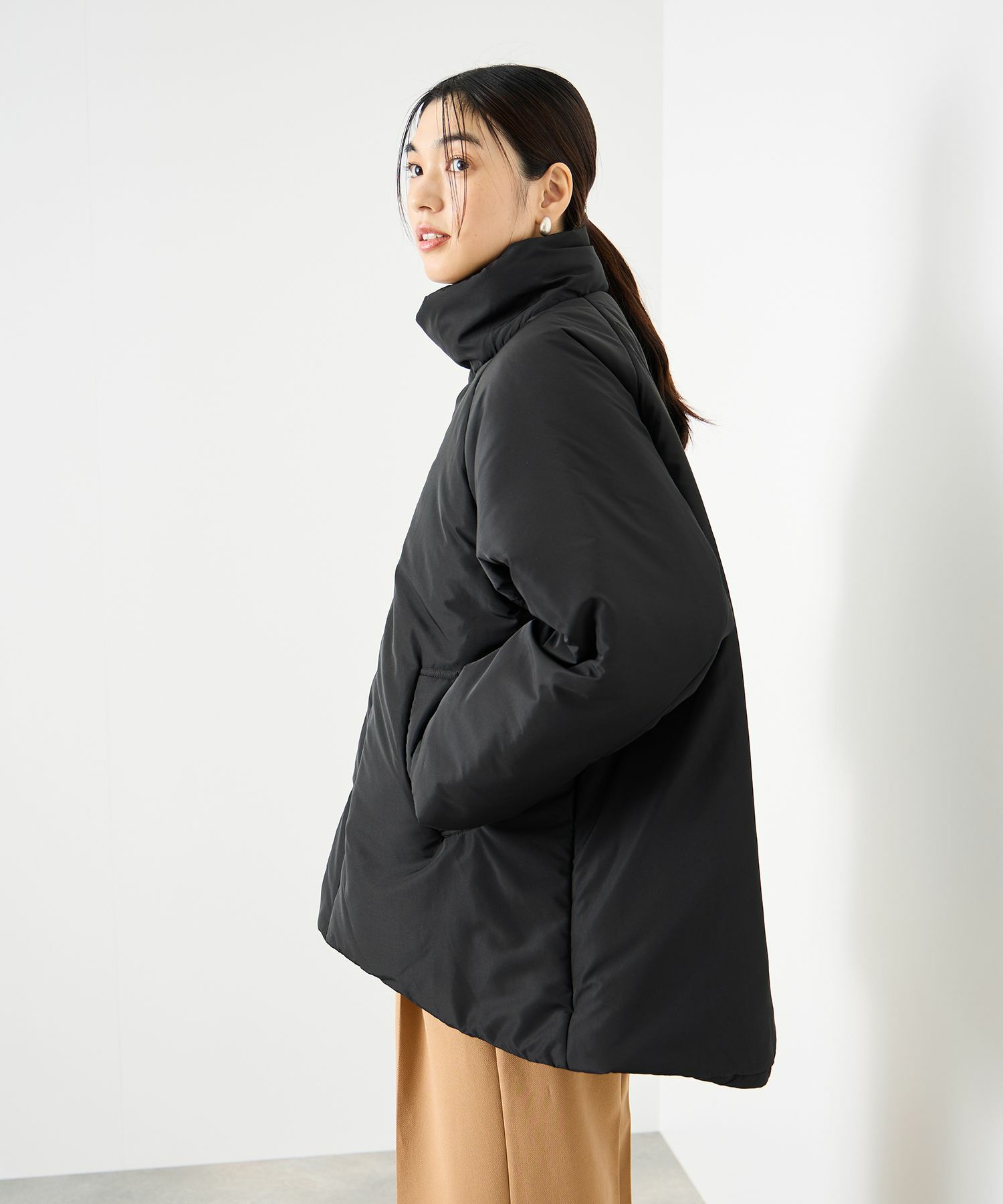 Idnes  コクーン中綿ジャケット レディース商品画像-5
