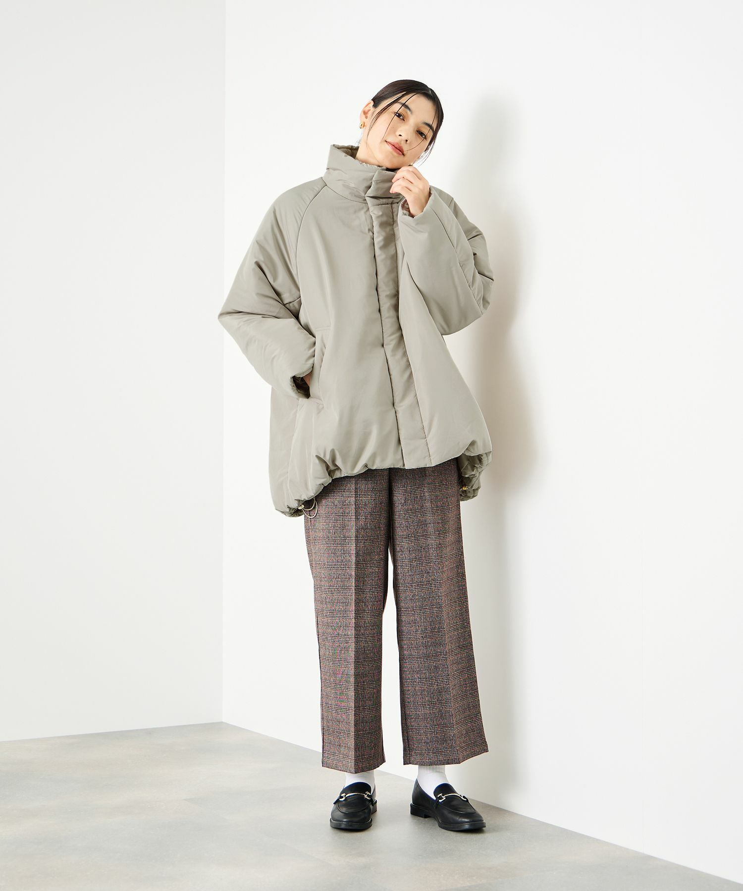 Idnes コクーン中綿ジャケット レディース