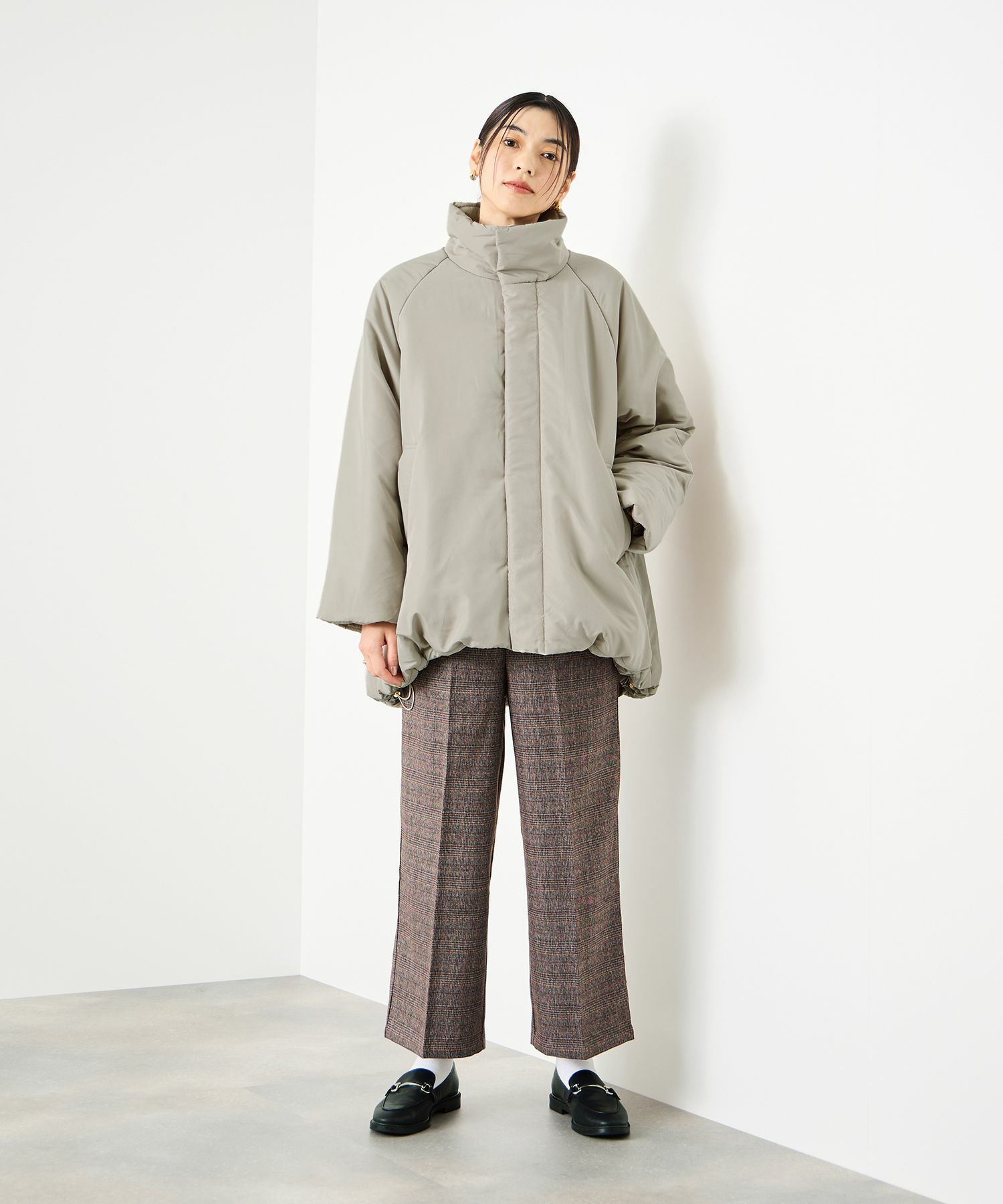 Idnes コクーン中綿ジャケット レディース