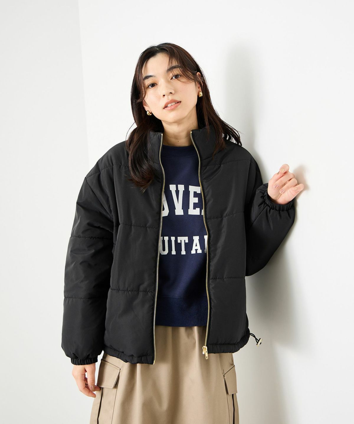 Idnes コクーン中綿ジャケット レディース