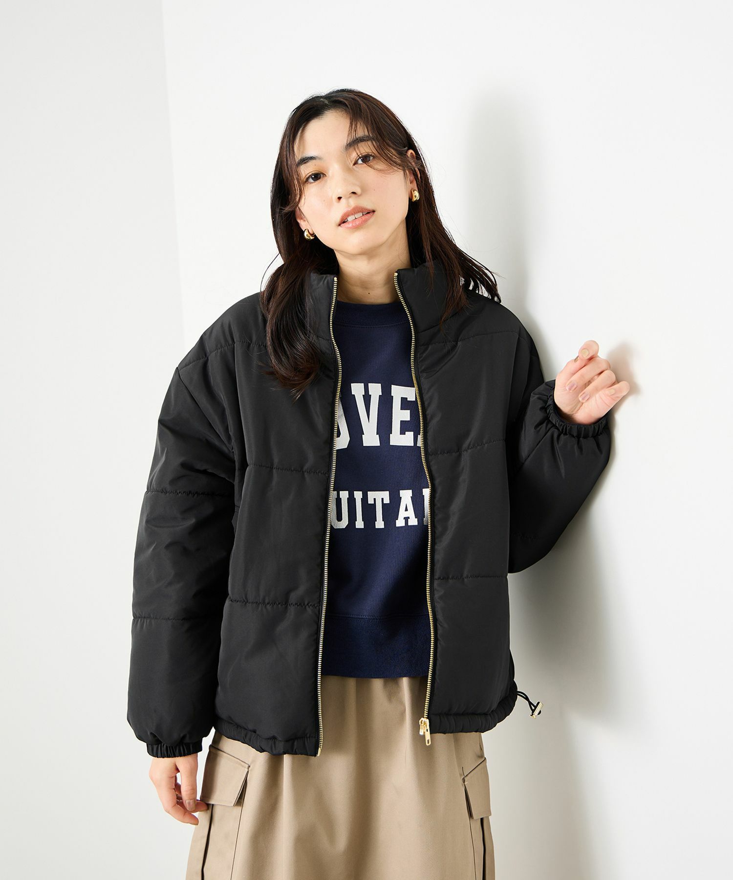 Idnes コクーン中綿ジャケット レディース