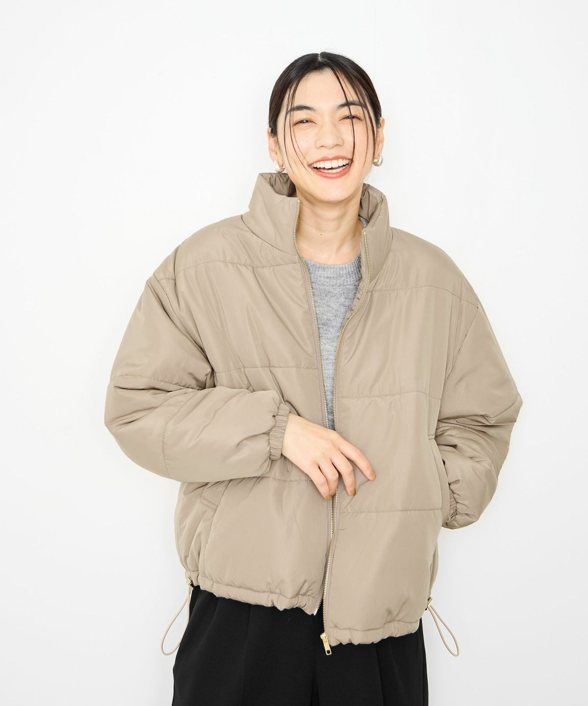 Idnes コクーン中綿ジャケット レディース