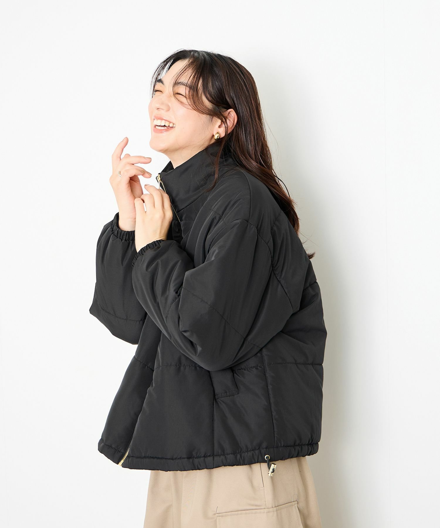 Idnes コクーン中綿ジャケット レディース