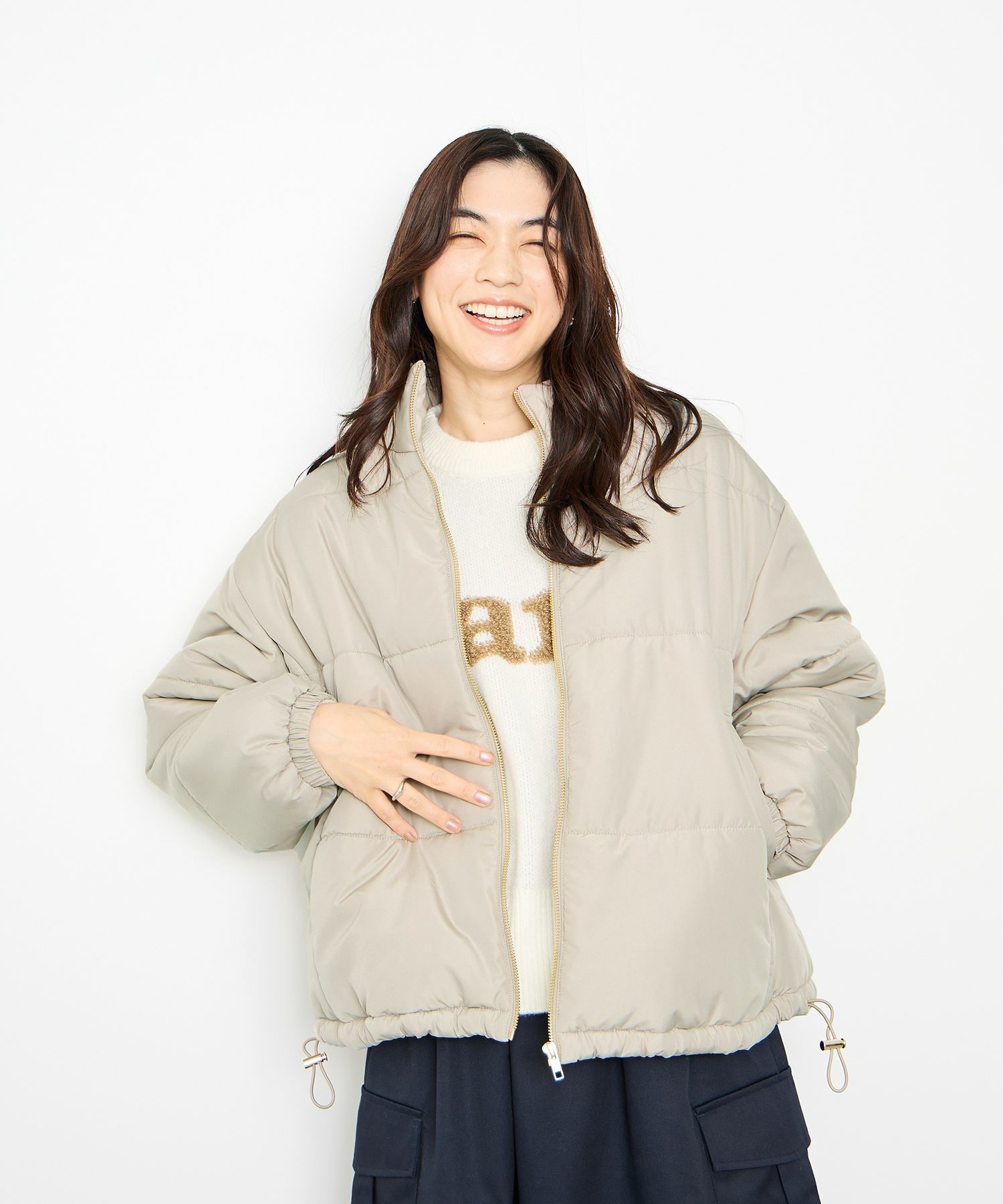 Idnes コクーン中綿ジャケット レディース