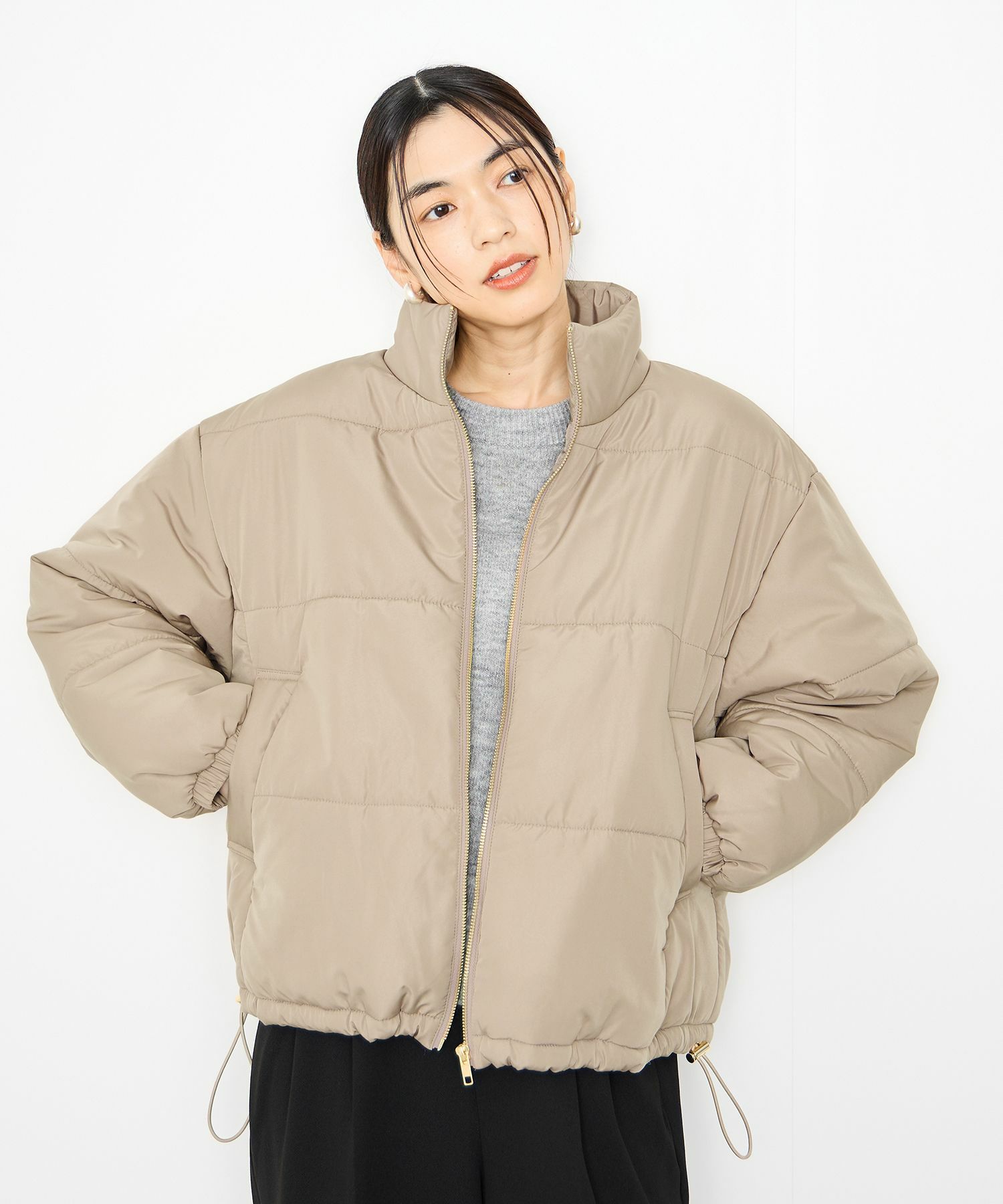 Idnes コクーン中綿ジャケット レディース
