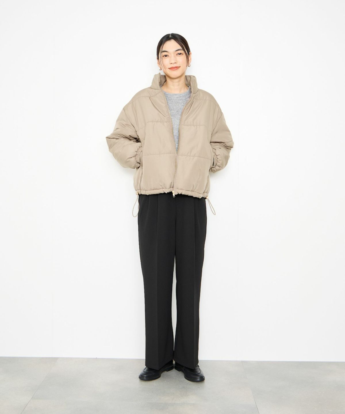 Idnes コクーン中綿ジャケット レディース