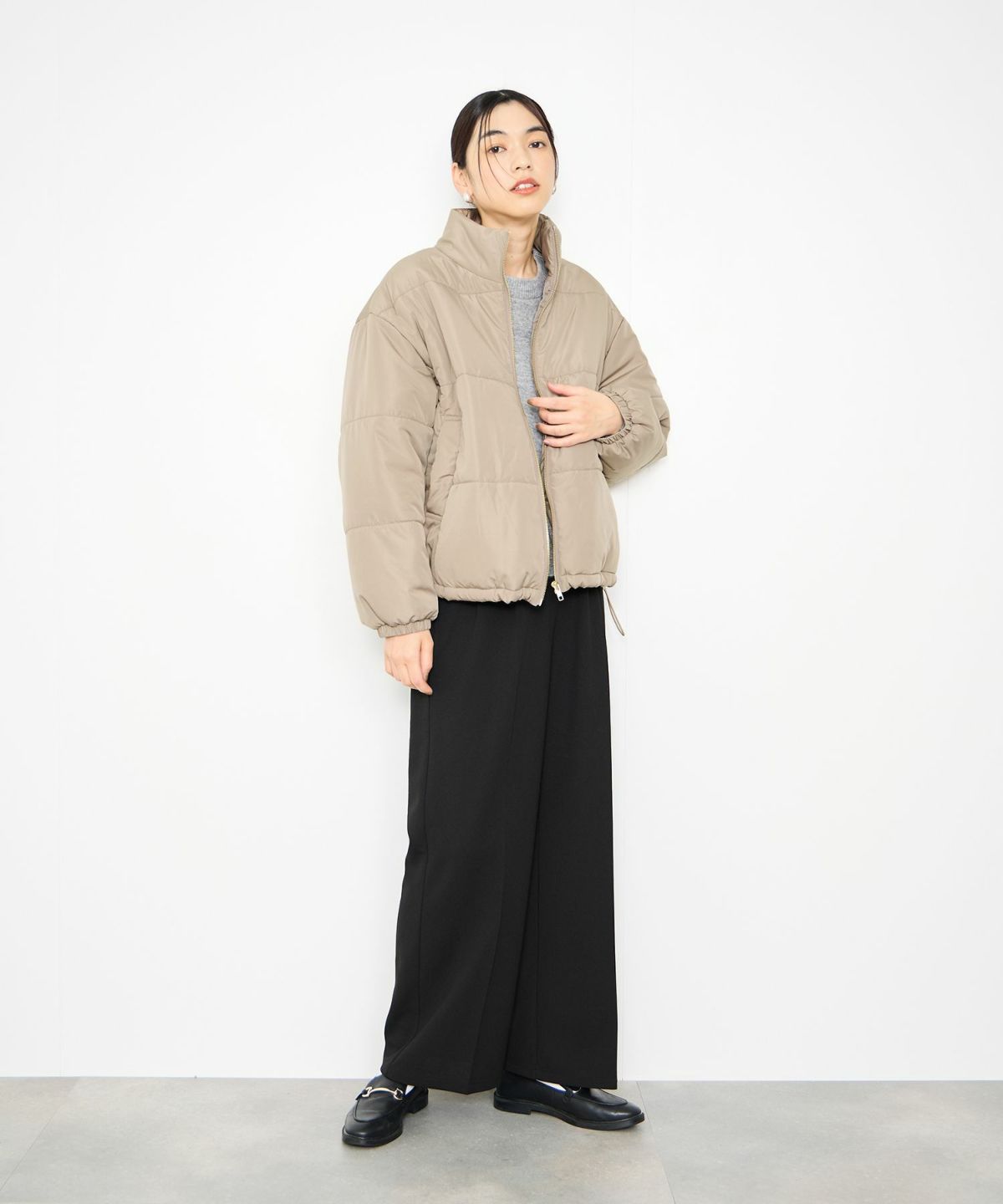 Idnes コクーン中綿ジャケット レディースIdnes コクーン中綿ジャケット レディース