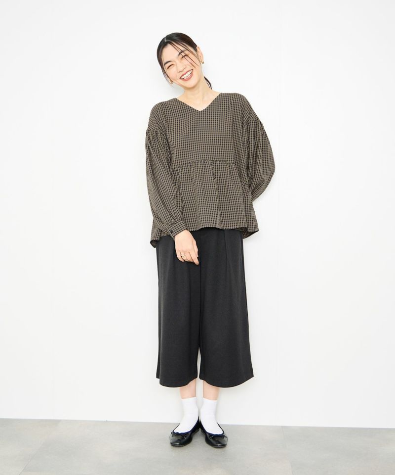 [値下げ]Idnes  ペプラムギンガムチェックブラウス レディース商品画像-6