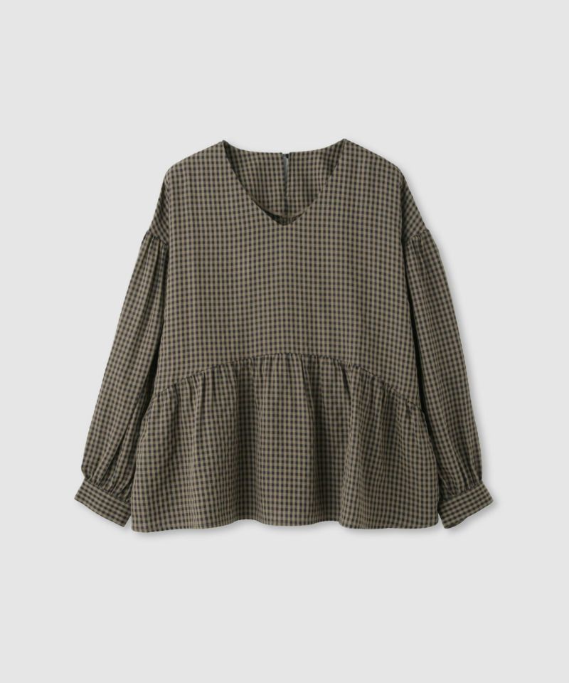 [値下げ]Idnes  ペプラムギンガムチェックブラウス レディース商品画像-11