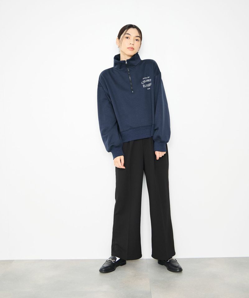 Idnes  裏起毛ロゴハーフジッププルオーバー レディース商品画像-5