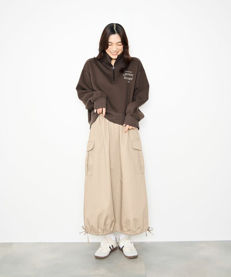 Idnes  裏起毛ロゴハーフジッププルオーバー レディース商品画像-12