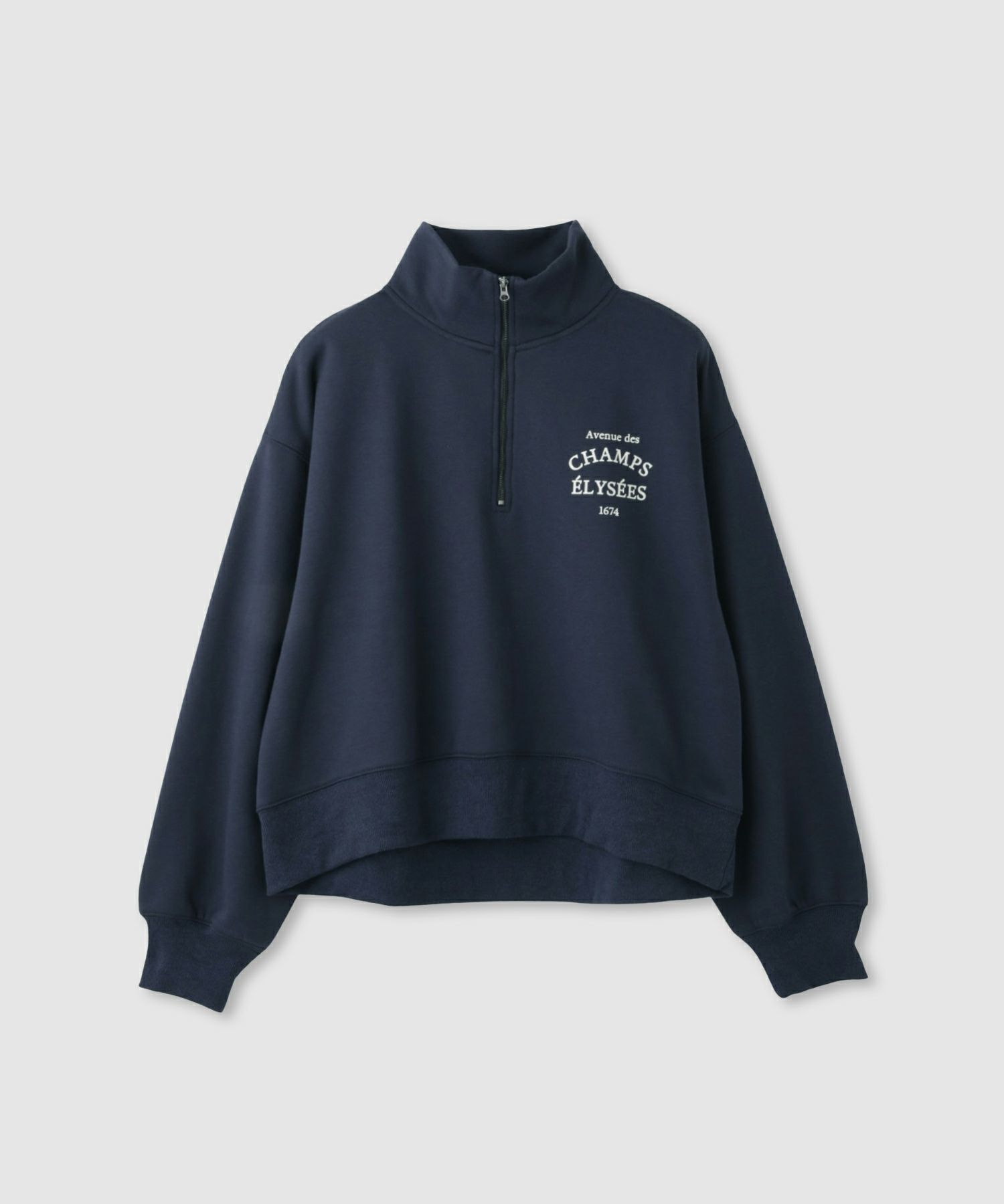  Idnes 裏起毛ロゴハーフジッププルオーバー レディース