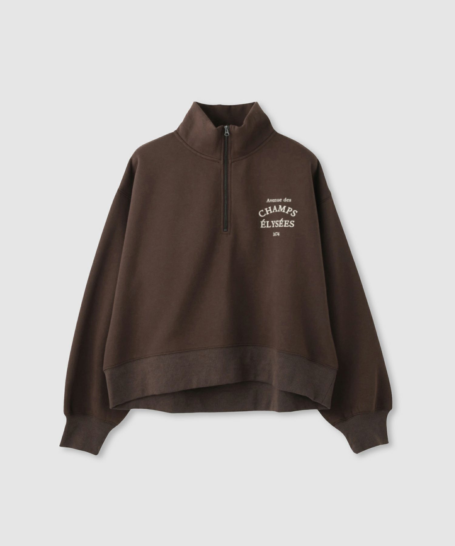  Idnes 裏起毛ロゴハーフジッププルオーバー レディース