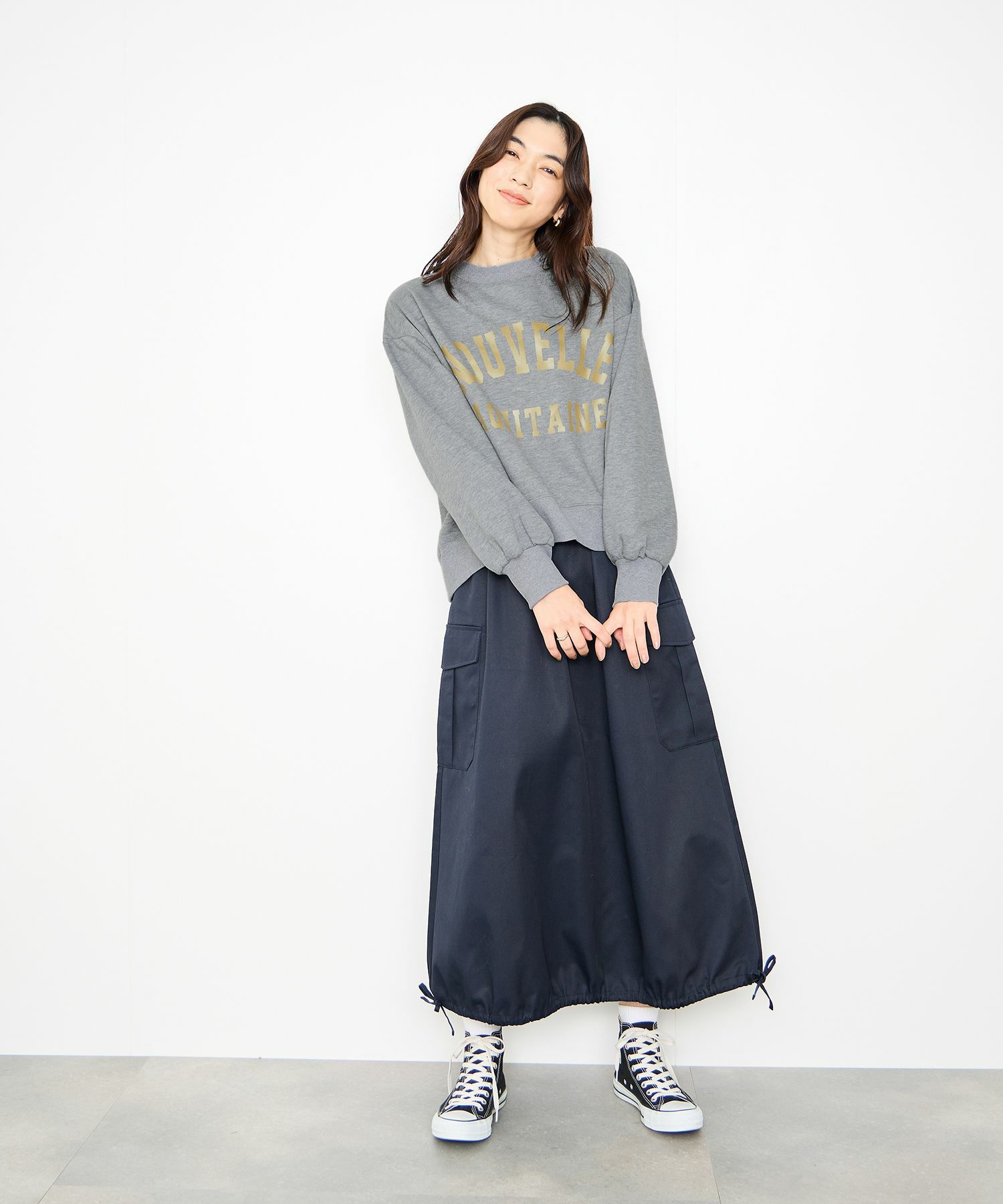 Idnes 箔プリントロゴスウェット レディース