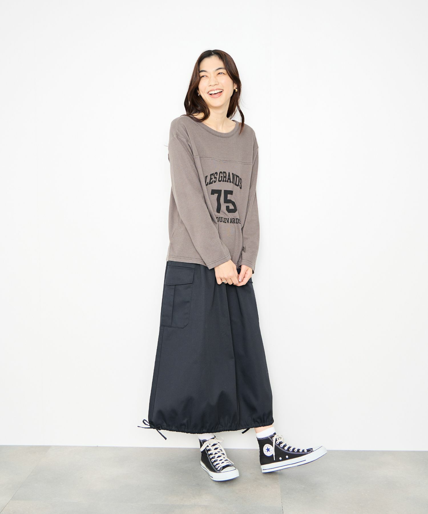 Idnes バルーンカーゴスカート レディース