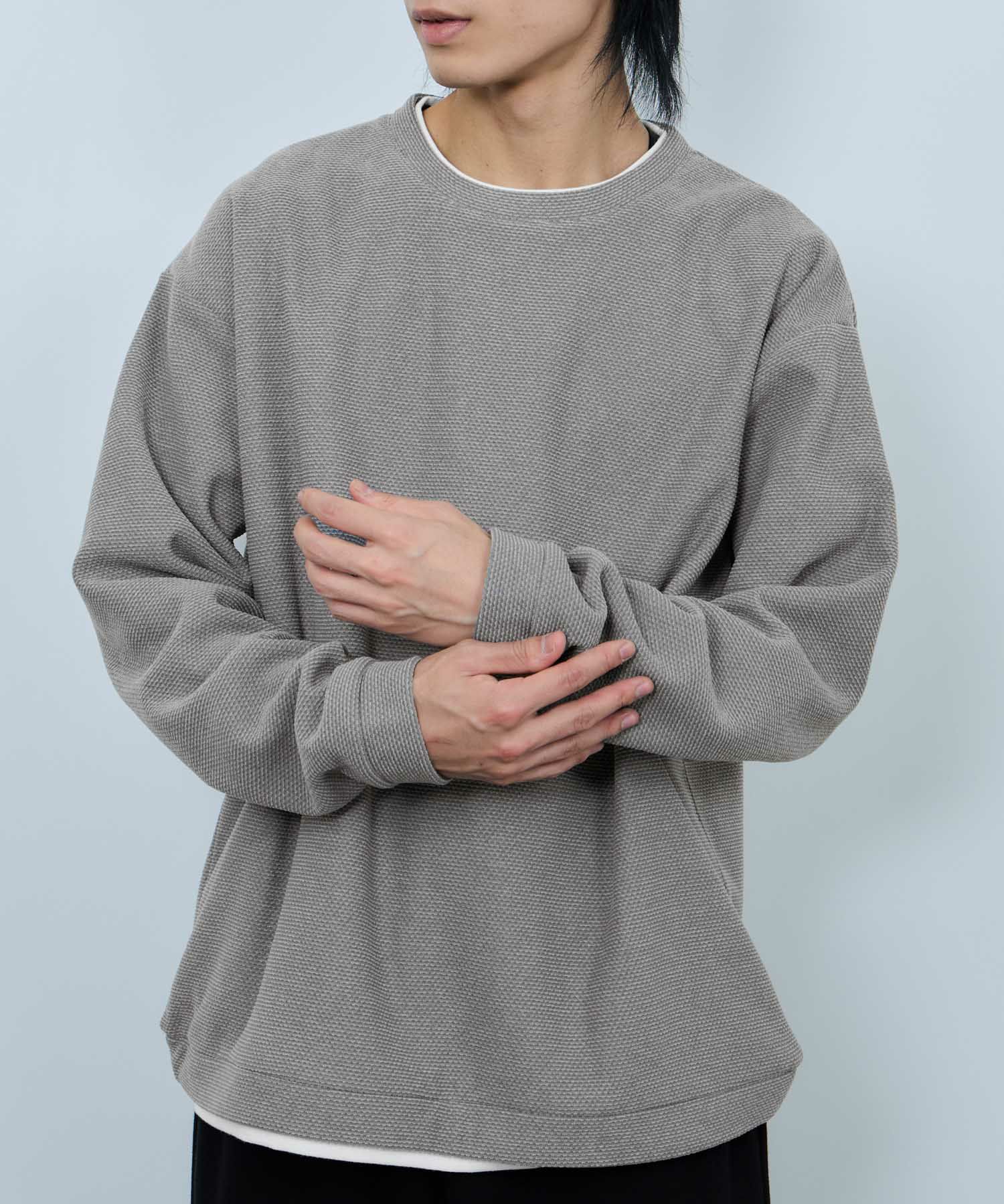 NAVY ハニカム裏起毛フェイククルーネックトレーナー メンズ商品画像-7