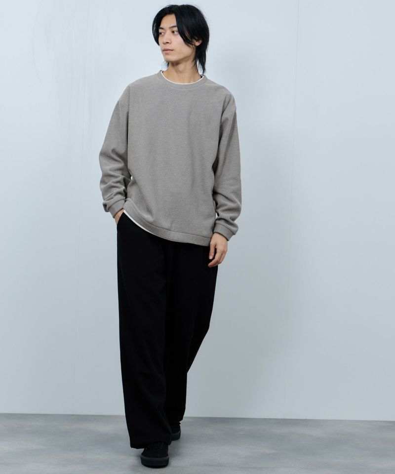 NAVY  ハニカム裏起毛フェイククルーネックトレーナー メンズ商品画像-8