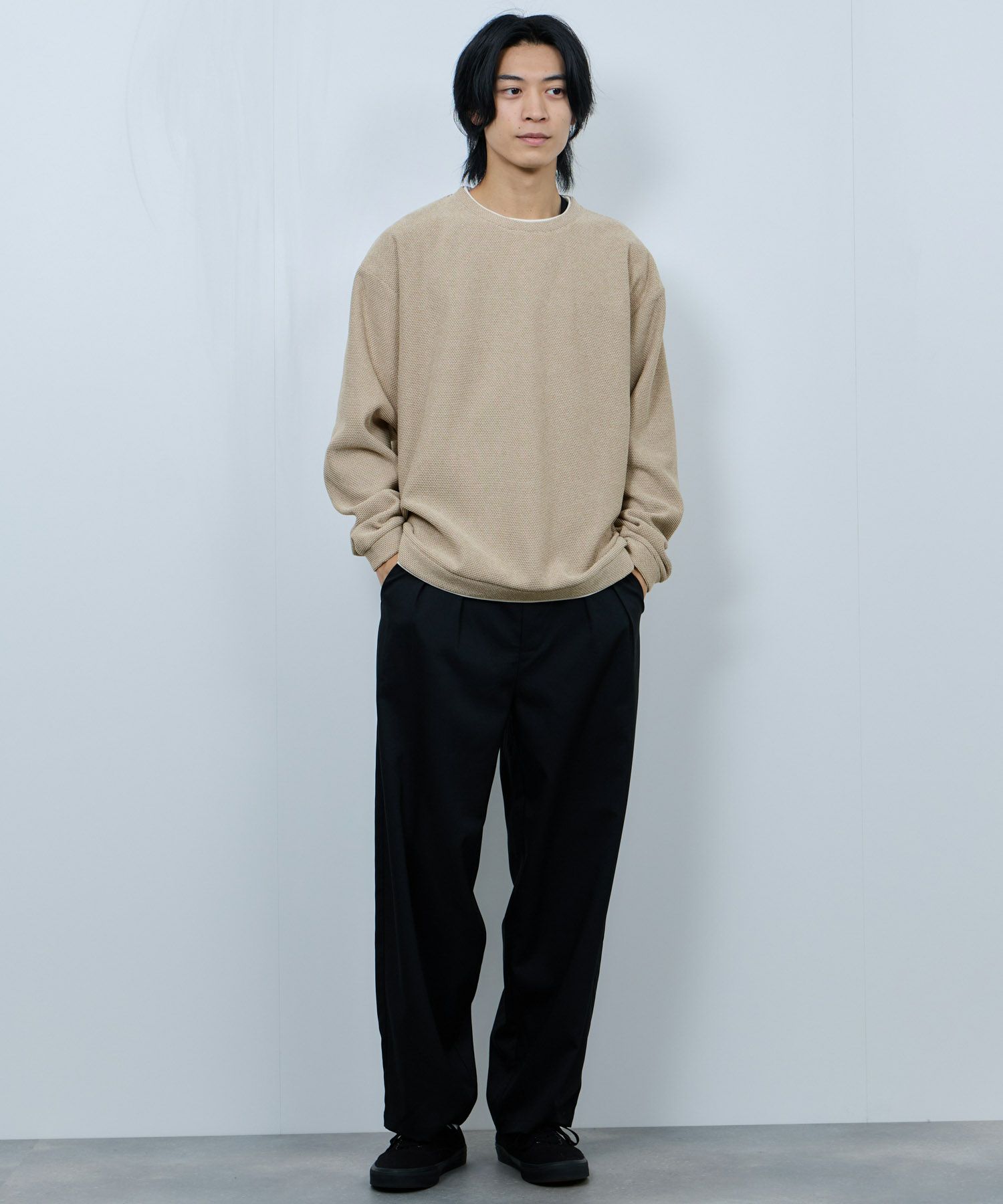 NAVY ハニカム裏起毛フェイククルーネックトレーナー メンズ商品サムネイル-17