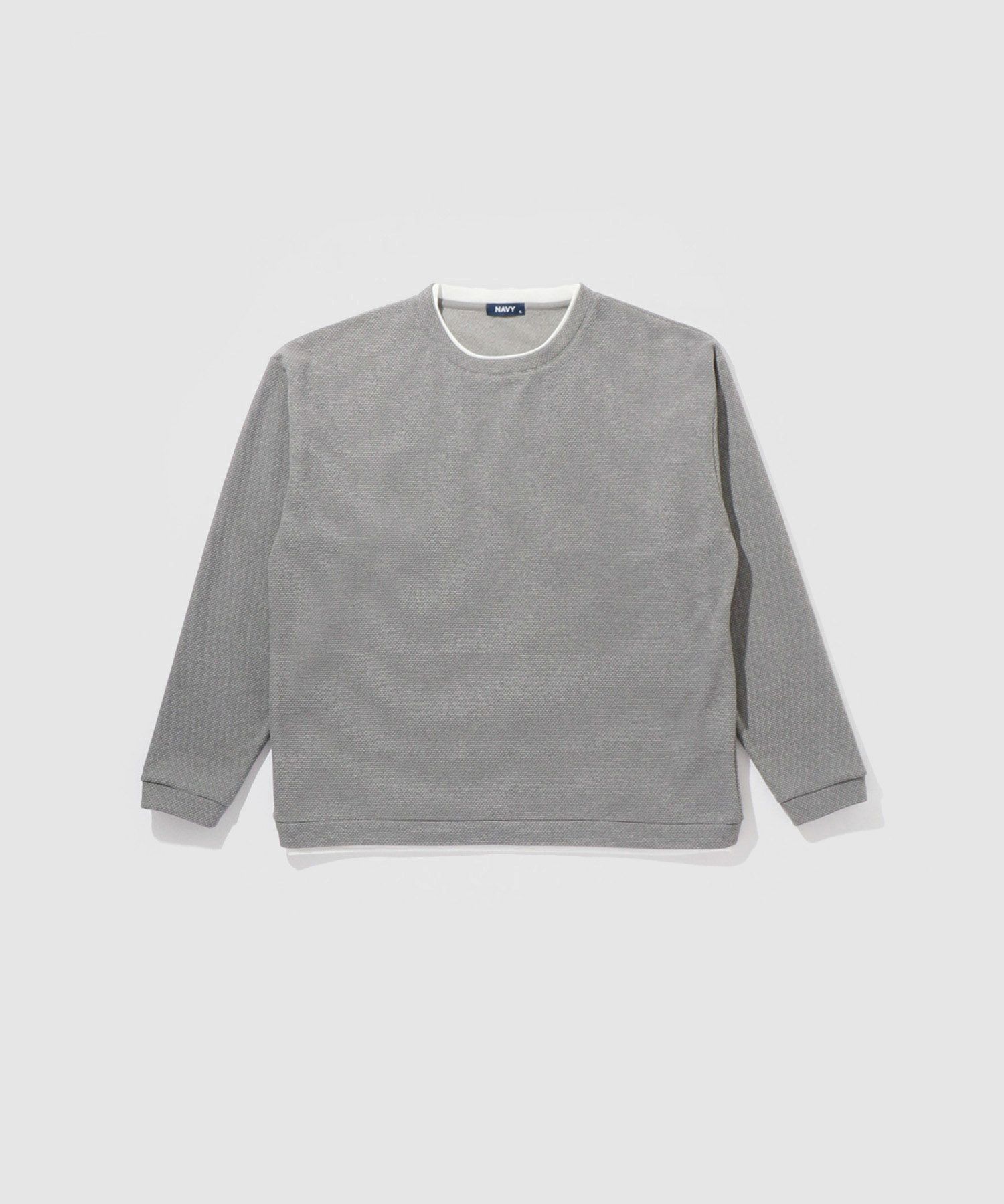 NAVY ハニカム裏起毛フェイククルーネックトレーナー メンズ