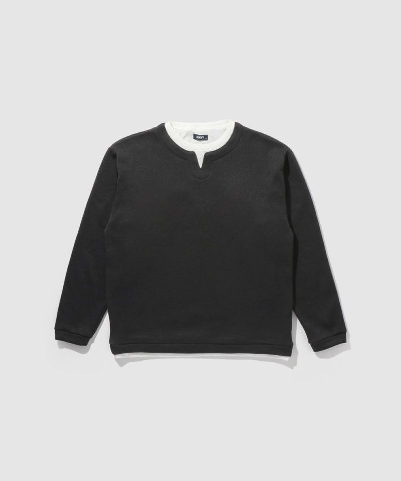 [値下げ]NAVY  針抜き裏起毛フェイクキーネックトレーナー メンズ商品画像-19