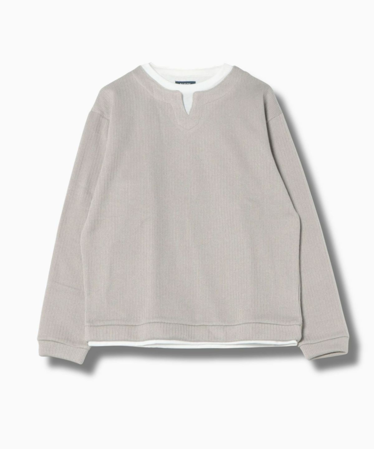 NAVY 針抜き裏起毛フェイクキーネックトレーナー メンズ