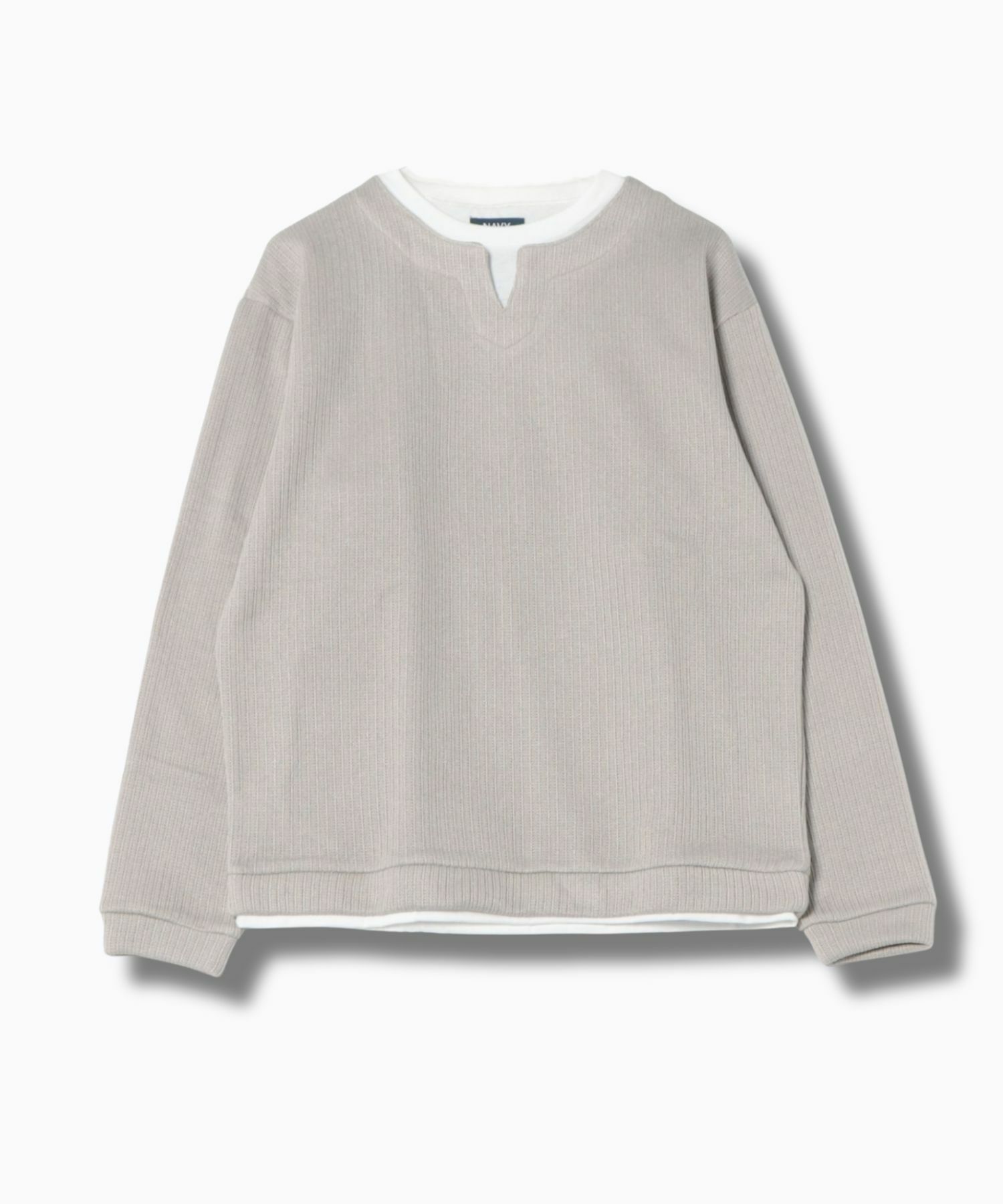 NAVY 針抜き裏起毛フェイクキーネックトレーナー メンズ