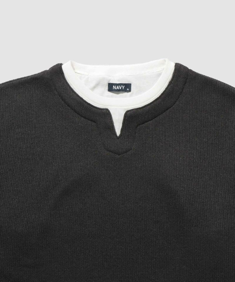 [値下げ]NAVY  針抜き裏起毛フェイクキーネックトレーナー メンズ商品画像-24