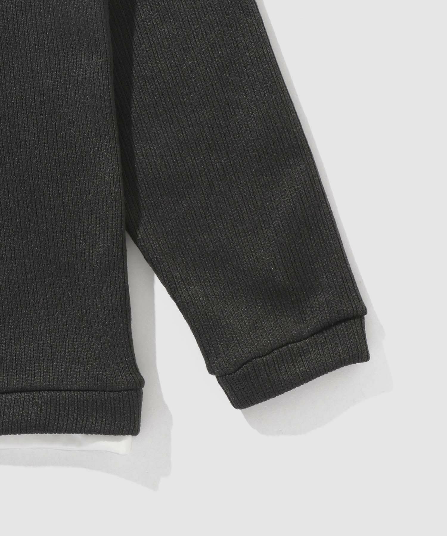 NAVY 針抜き裏起毛フェイクキーネックトレーナー メンズ
