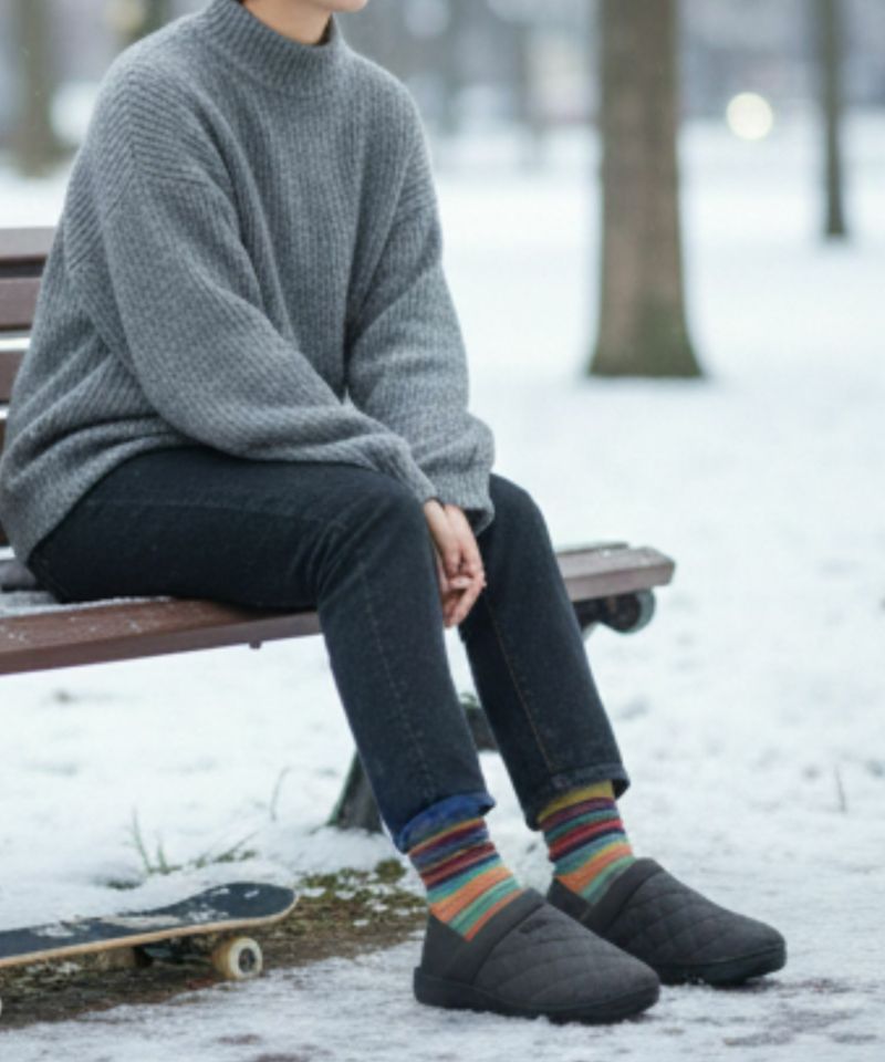 【MEI/メイ】キルトモックシューズ / 2WAY バブーシュ / ひょうたんキルト / 裏ボア / ユニセックス / キャンプ / ルームシューズ商品画像-20