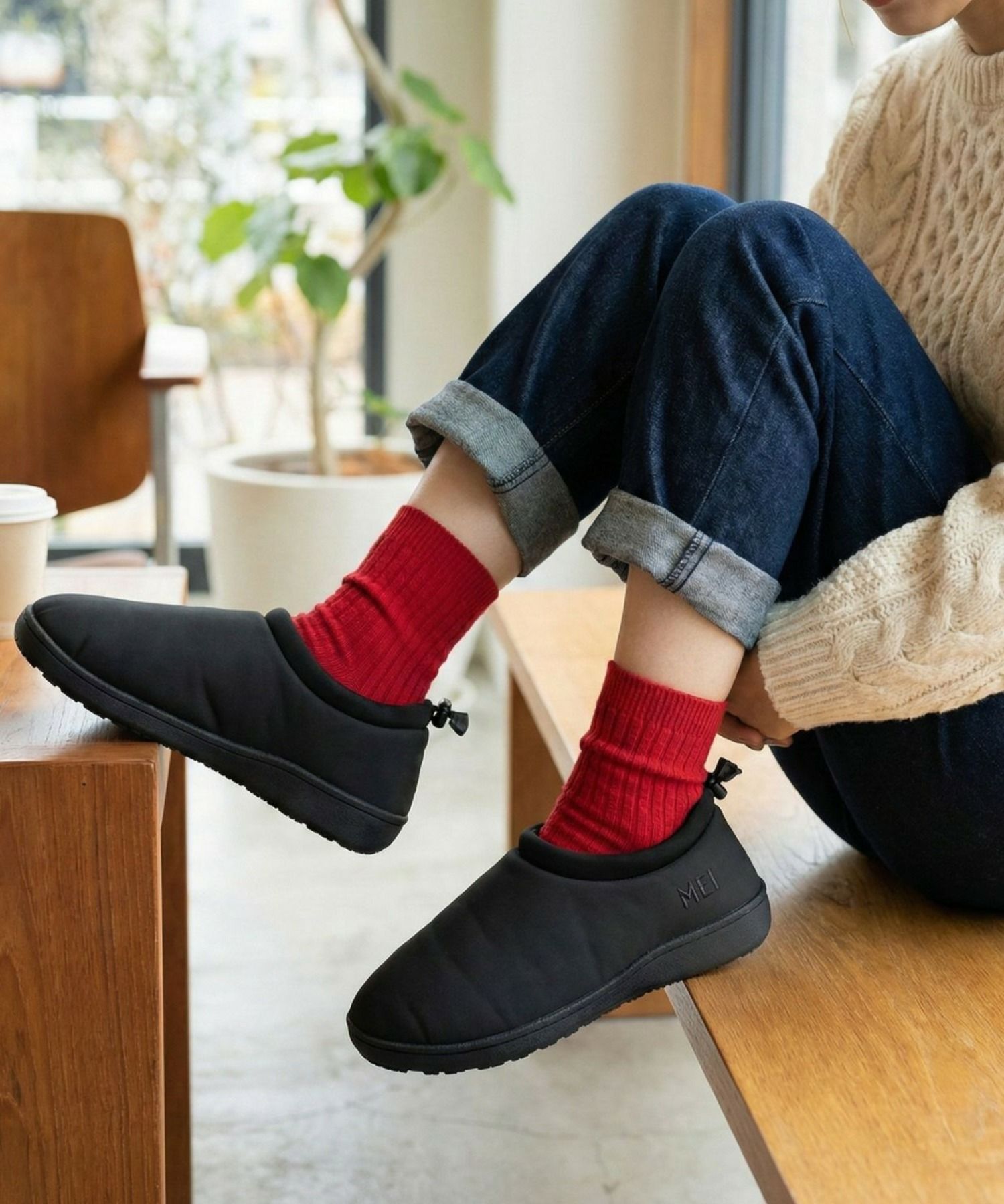 【MEI/メイ】ムートンモックシューズ / 裏ボア 2WAY ドローコード付き / ユニセックス / アウトドア / ルームシューズ商品画像-1
